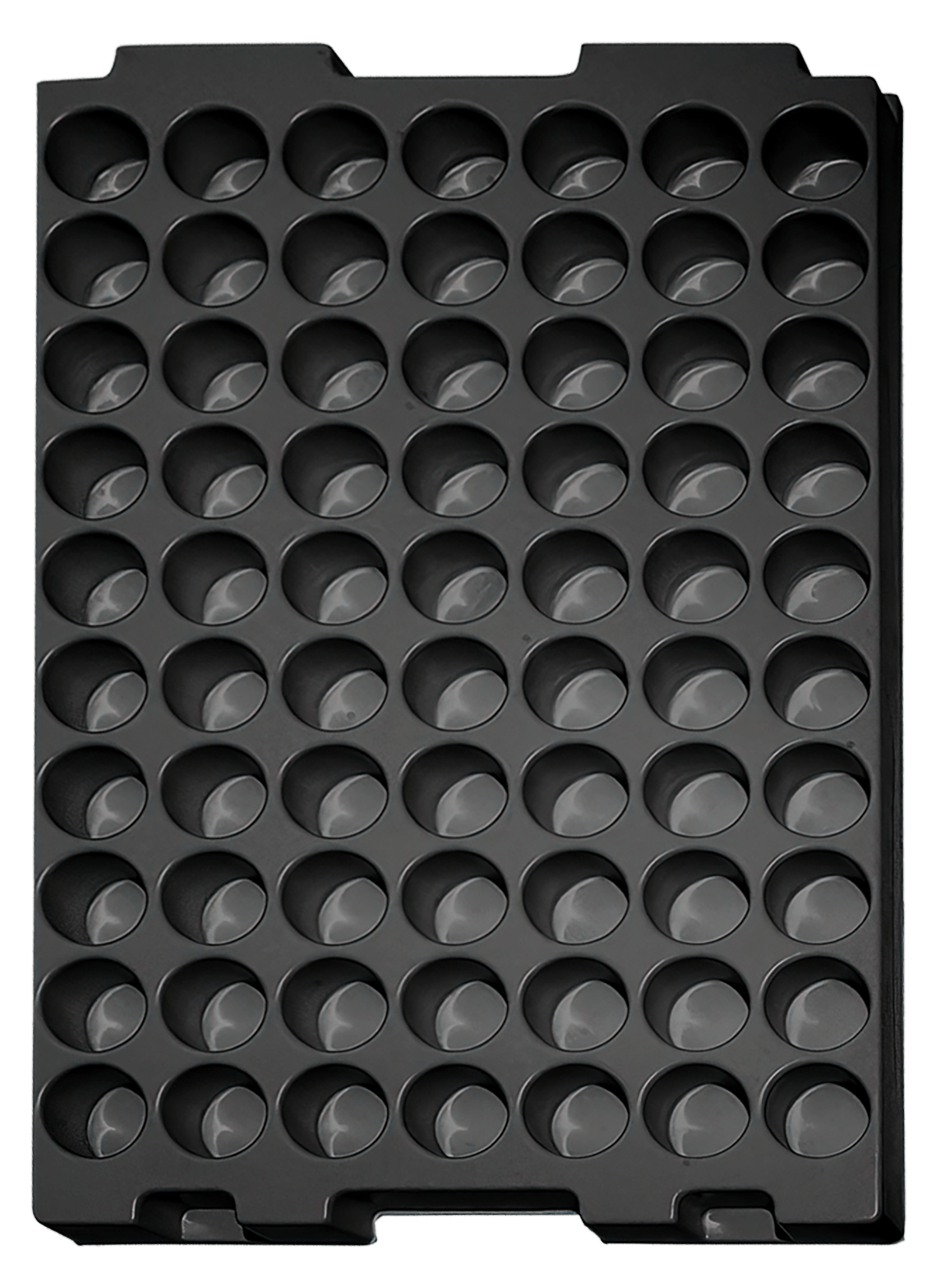 ESD-Tiefzieheinlage schwarz, 70 Nester rund, PS