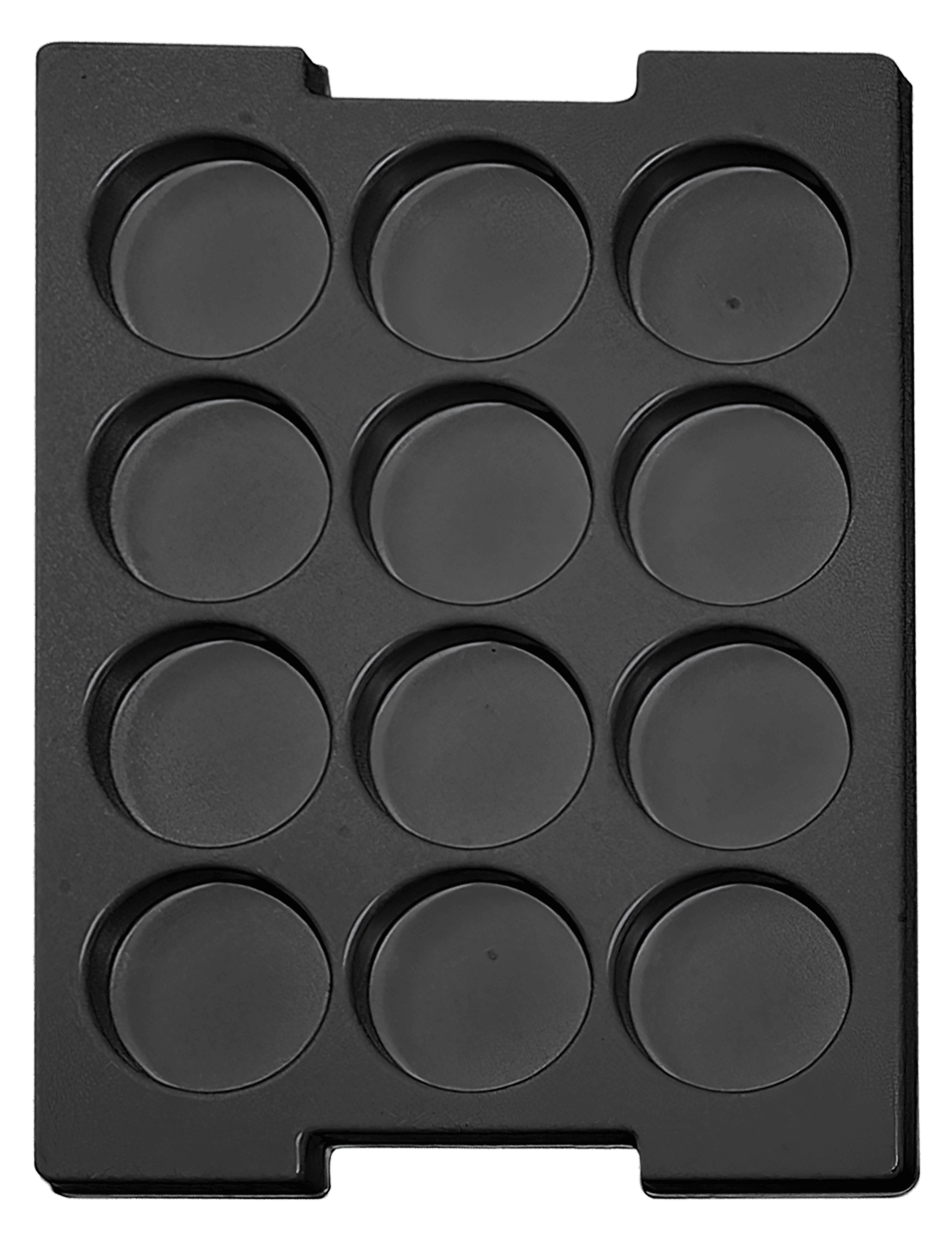 ESD-Tiefzieheinlage schwarz, 12 Nester, runde Form, PS 