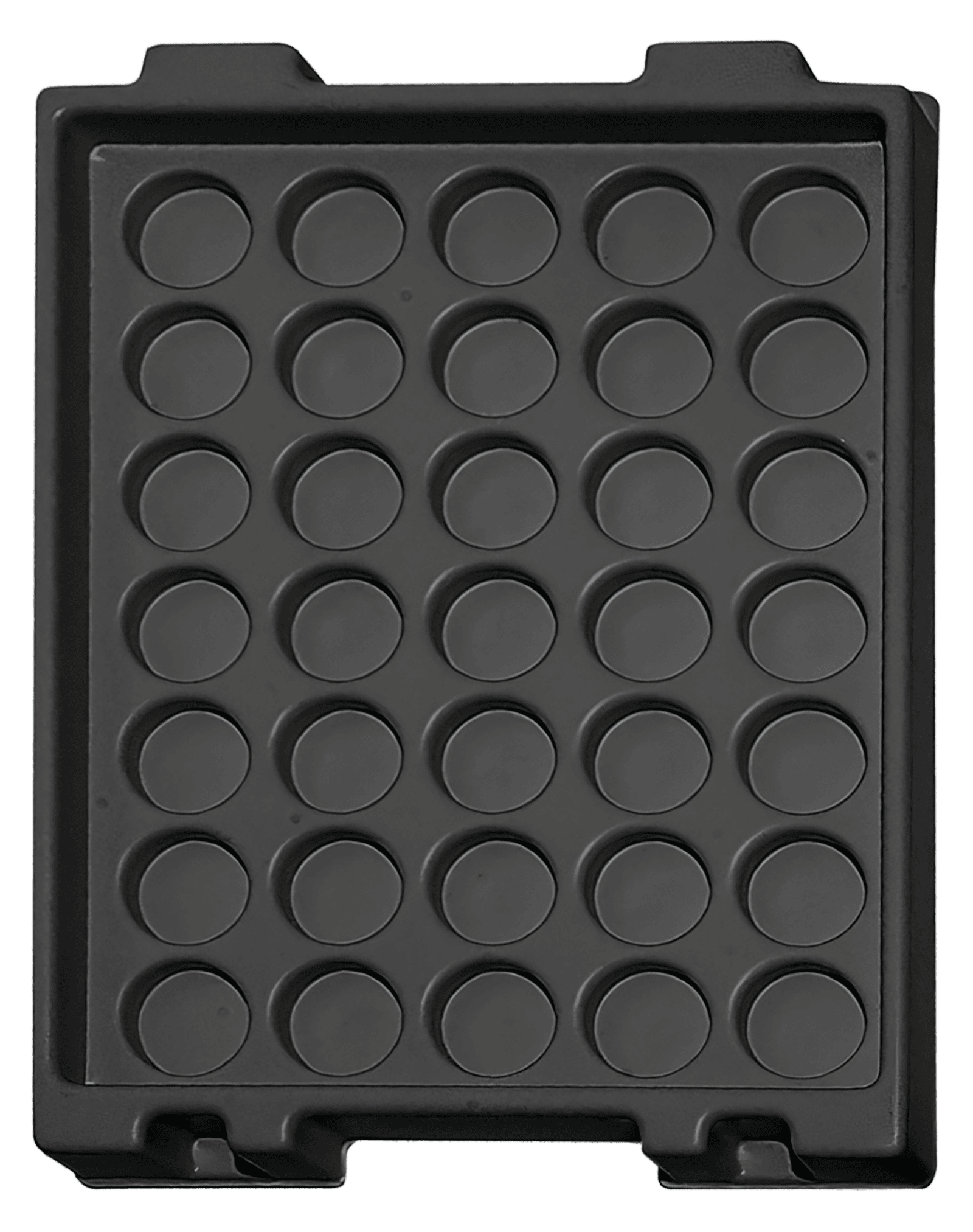 ESD-Tiefzieheinlage schwarz, 35 Nester, runde Form, PS