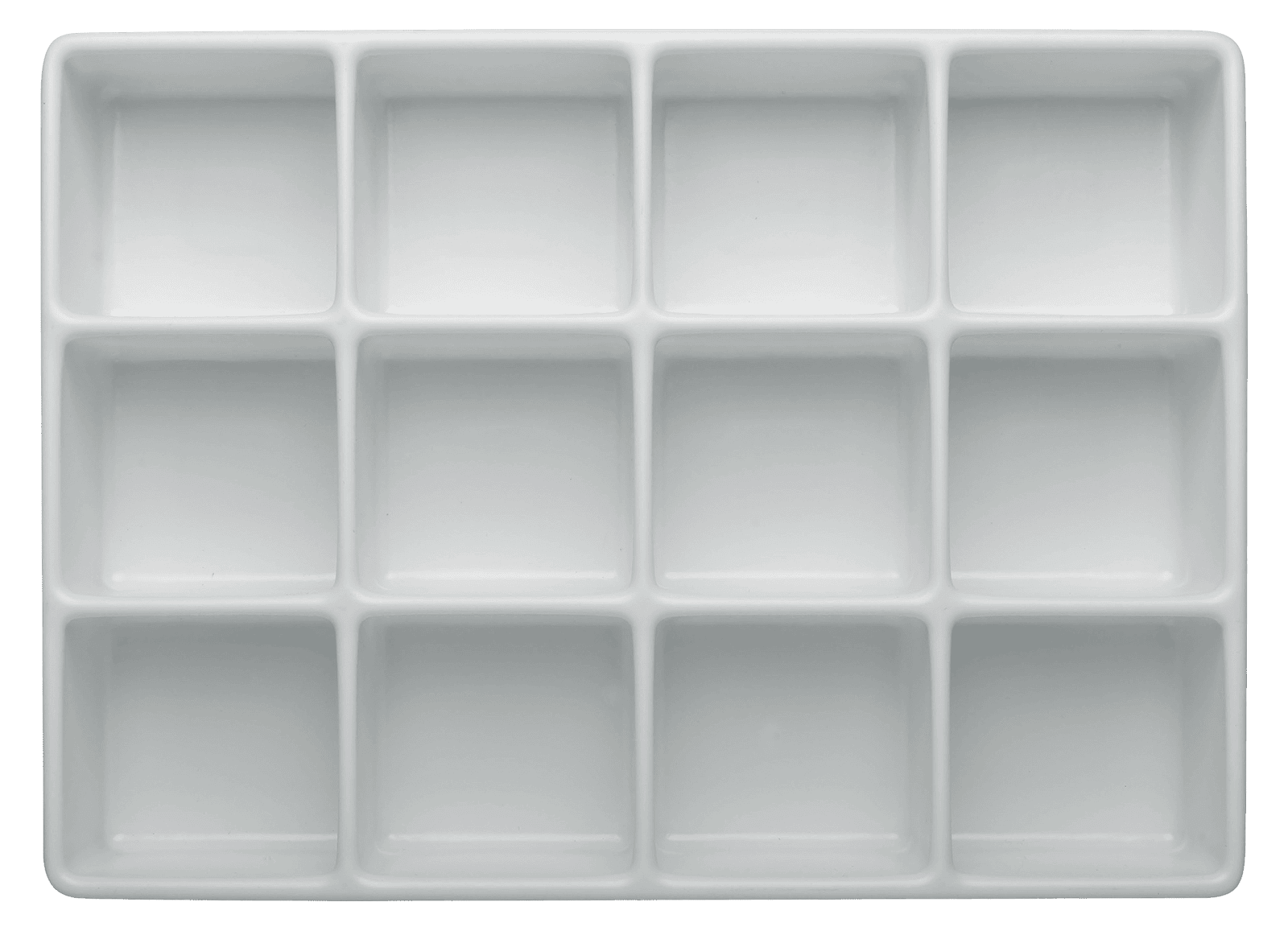 Tiefzieheinlage weiß, 12 Nester viereckig, PS 
