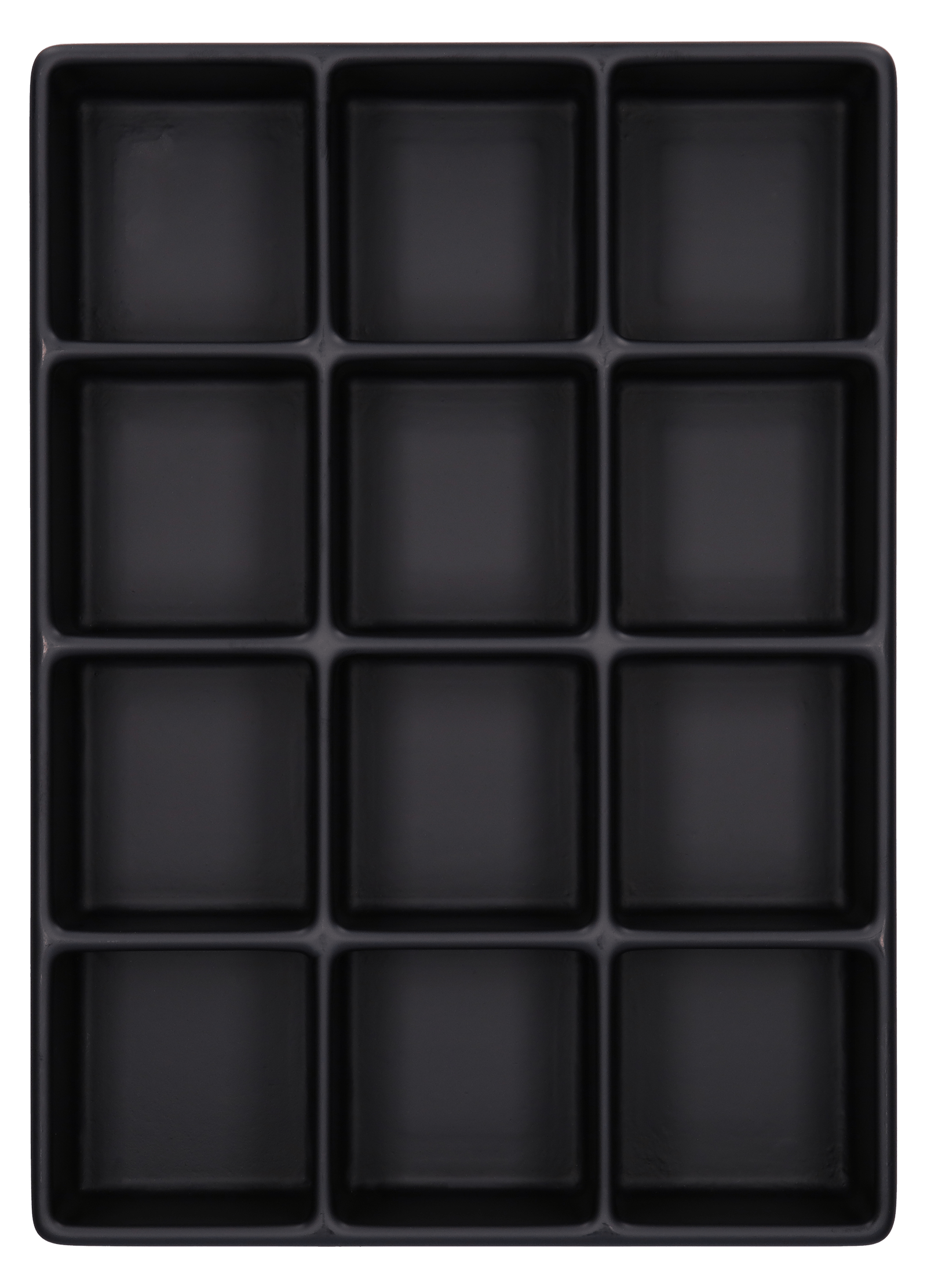 ESD-Tiefzieheinlage schwarz, 12 Nester viereckig, PS_frontal
