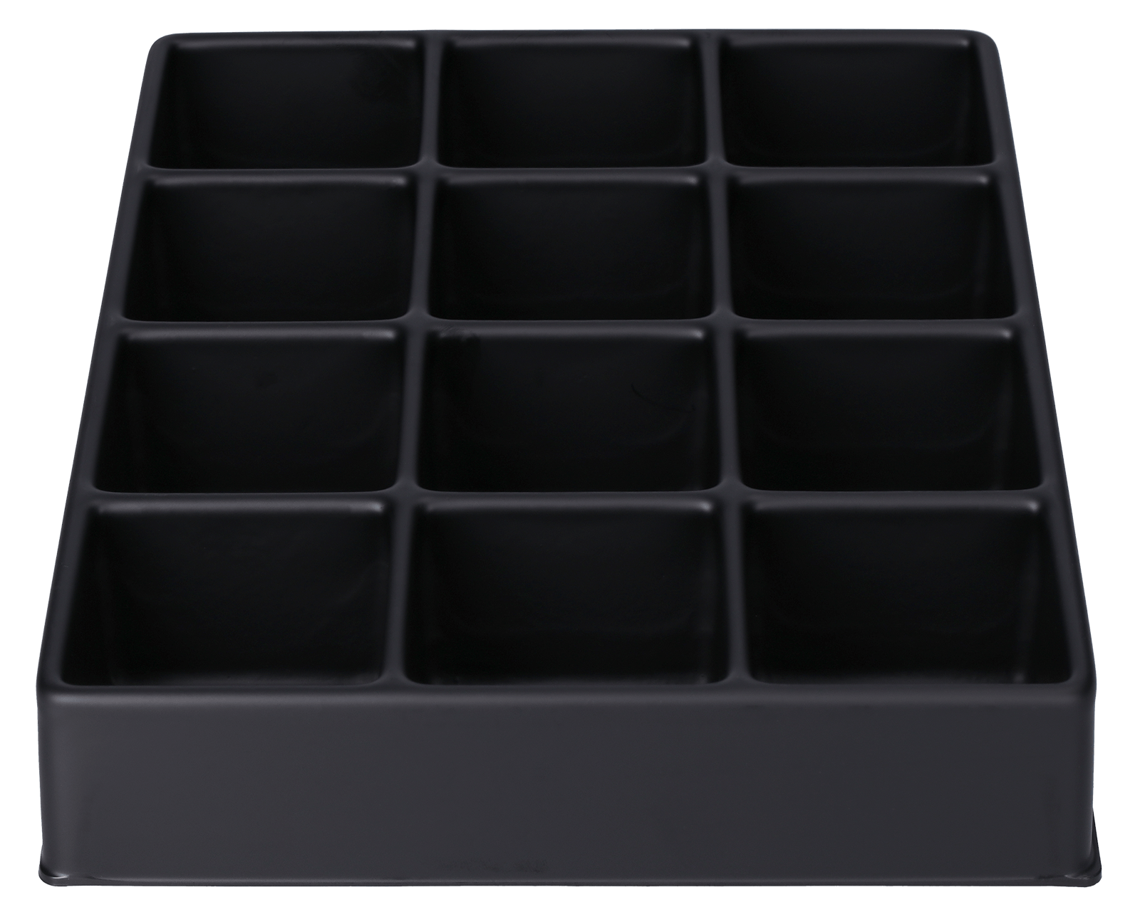 ESD-Tiefzieheinlage schwarz, 12 Nester viereckig, PS_frontal