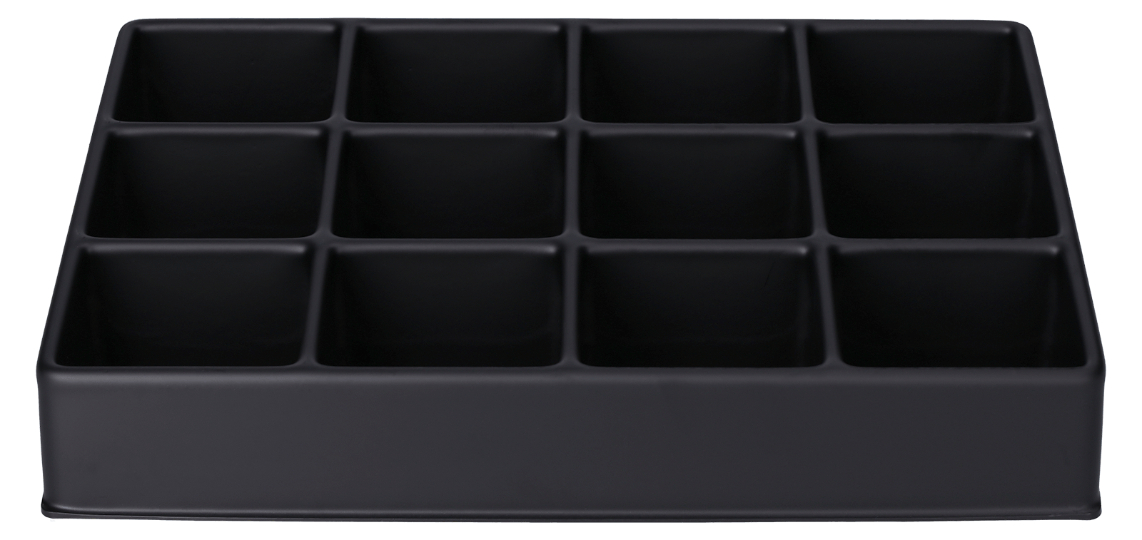 ESD-Tiefzieheinlage schwarz, 12 Nester viereckig, PS_frontal