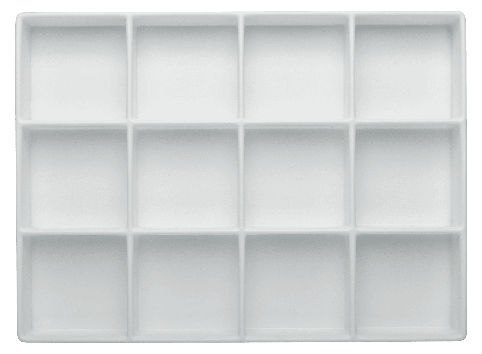 Tiefzieheinlage weiß, 12 Nester viereckig, PS 