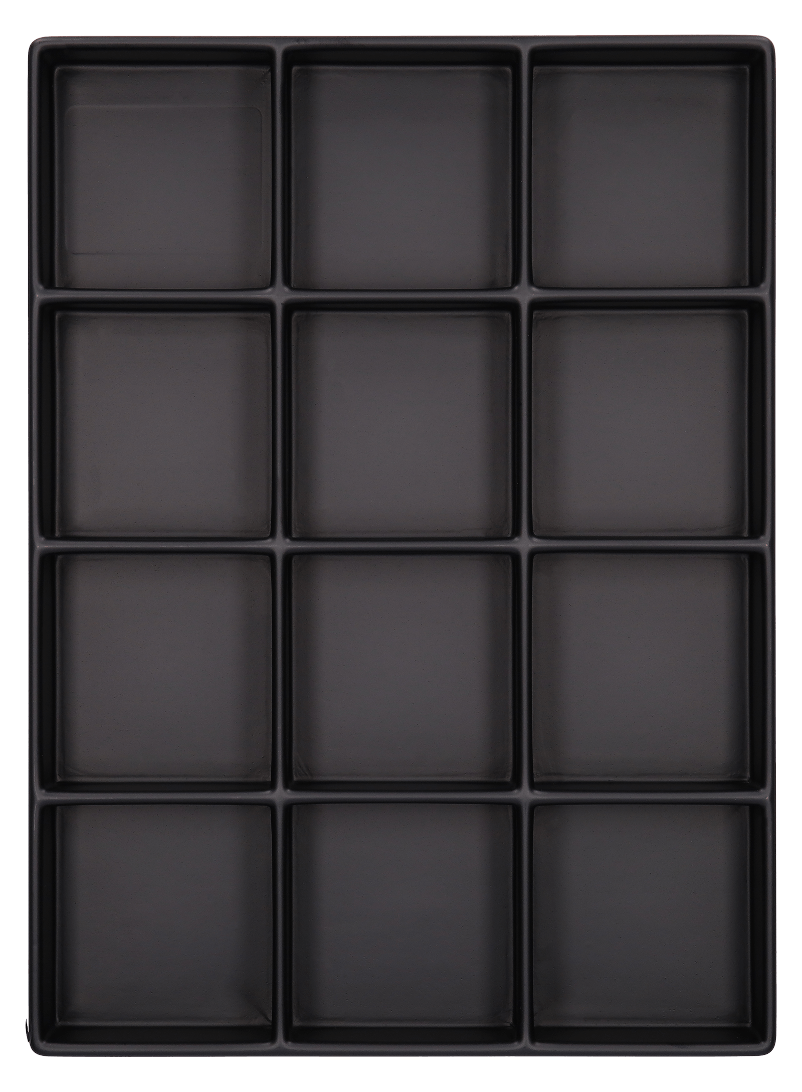 ESD-Tiefzieheinlage schwarz, 12 Nester viereckig, PS_Frontalansicht