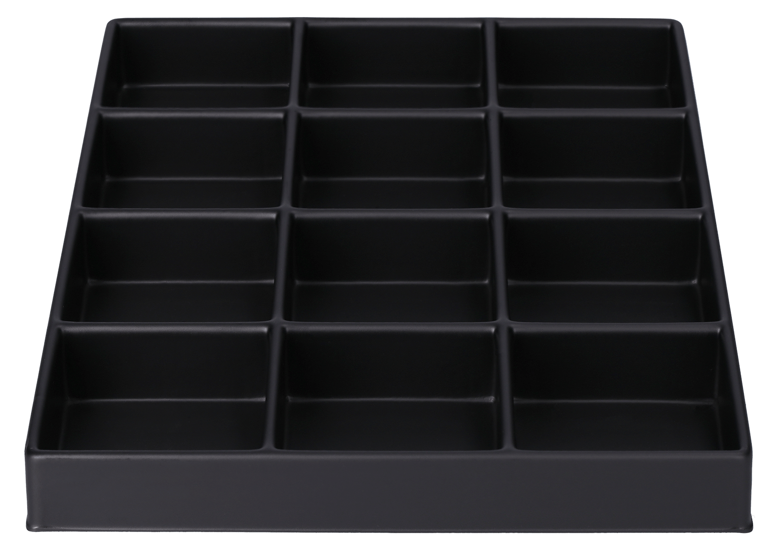 ESD-Tiefzieheinlage schwarz, 12 Nester viereckig, PS_Frontalansicht