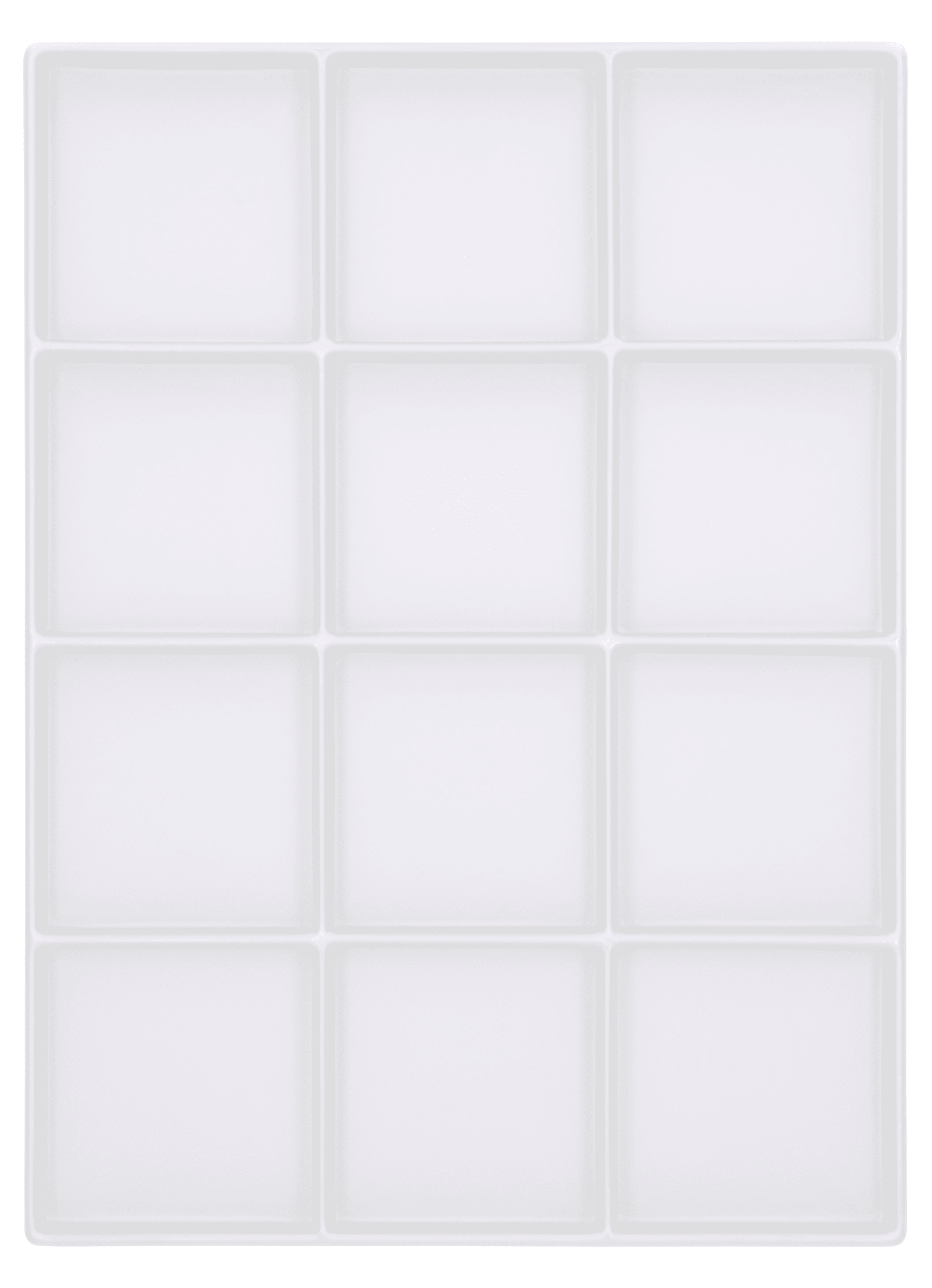 Tiefzieheinlage weiß, 12 Nester rechteckig, PS_Frontalansicht