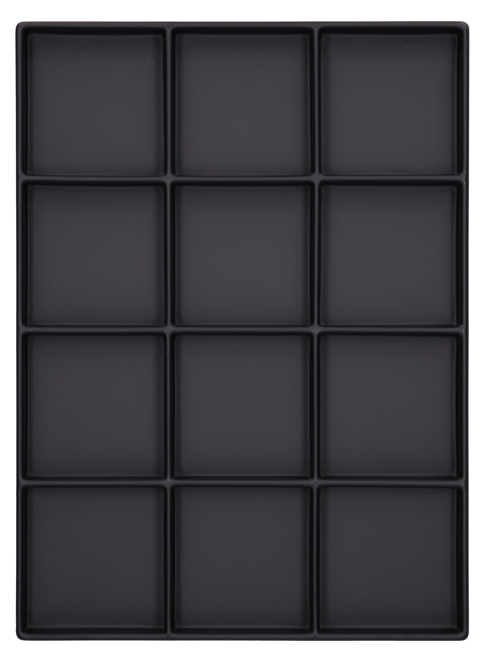 ESD-Tiefzieheinlage schwarz, 12 Nester viereckig, PS_frontal