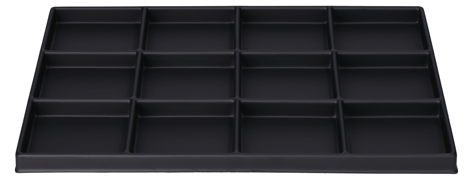 ESD-Tiefzieheinlage schwarz, 12 Nester viereckig, PS_frontal