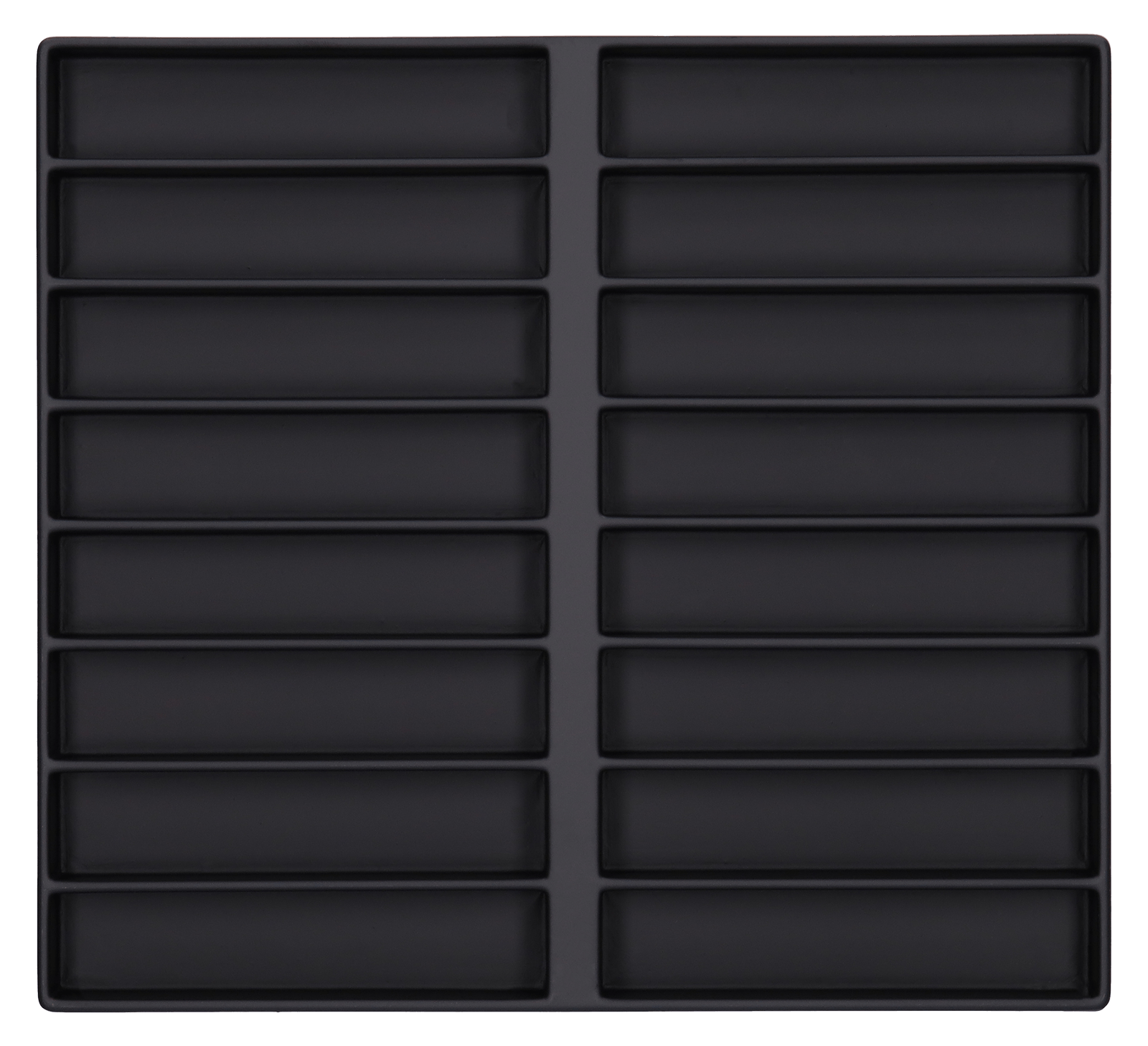 ESD-Tiefzieheinlage schwarz, 16 Nester rechteckig, PS_Frontalansicht