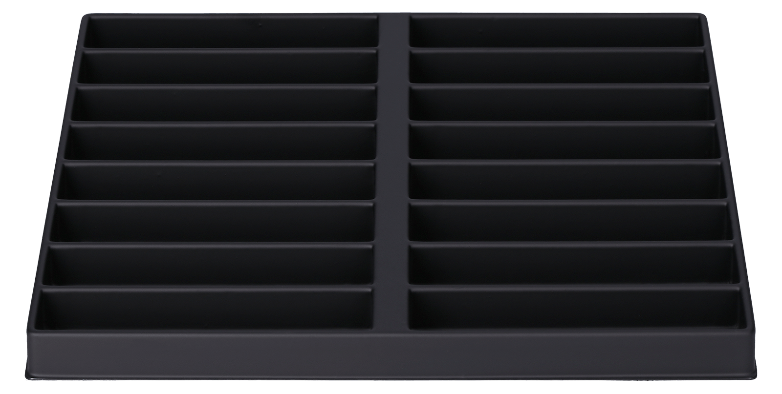 ESD-Tiefzieheinlage schwarz, 16 Nester rechteckig, PS_Frontalansicht