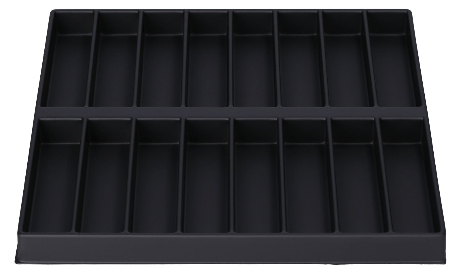 ESD-Tiefzieheinlage schwarz, 16 Nester rechteckig, PS_Frontalansicht