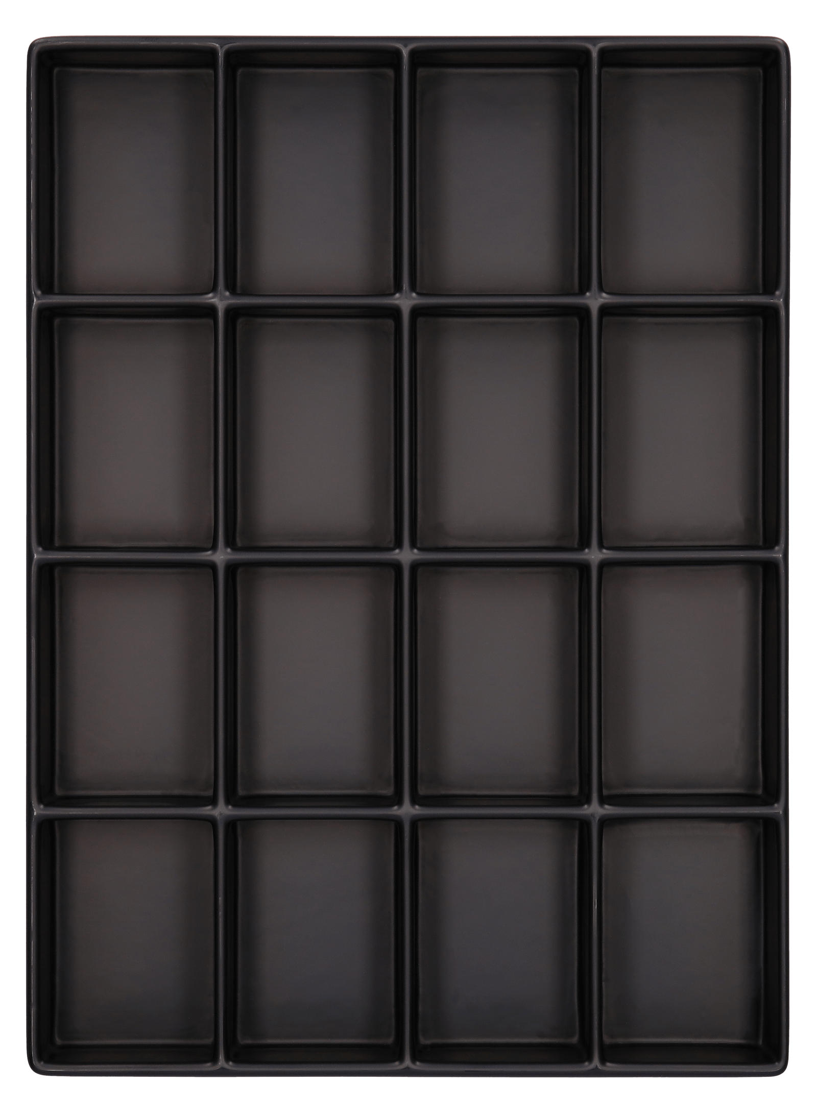ESD-Tiefzieheinlage schwarz, 16 Nester viereckig, PS_Frontalansicht