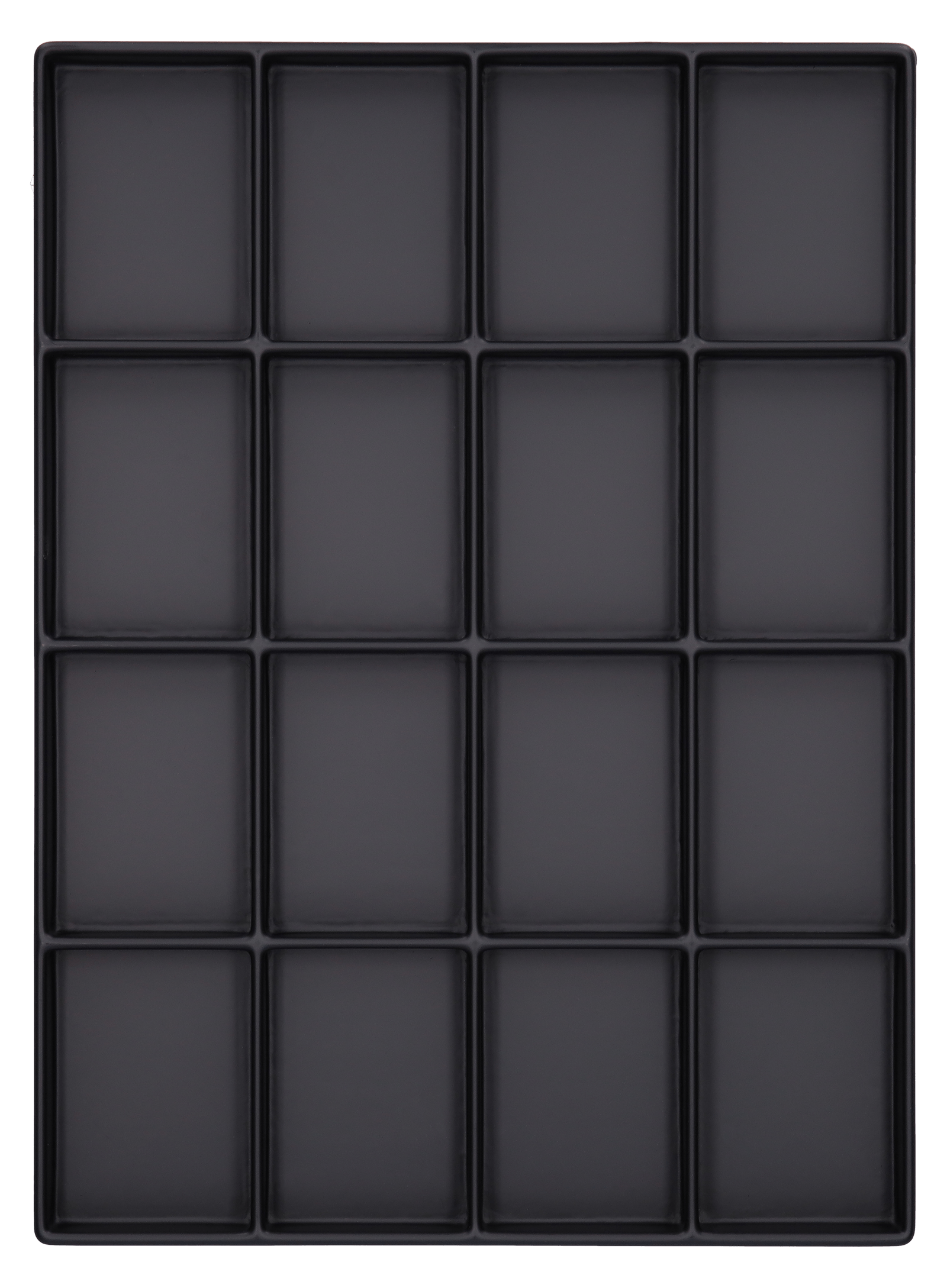 ESD-Tiefzieheinlage schwarz, 16 Nester eckig, PS_Frontalansicht