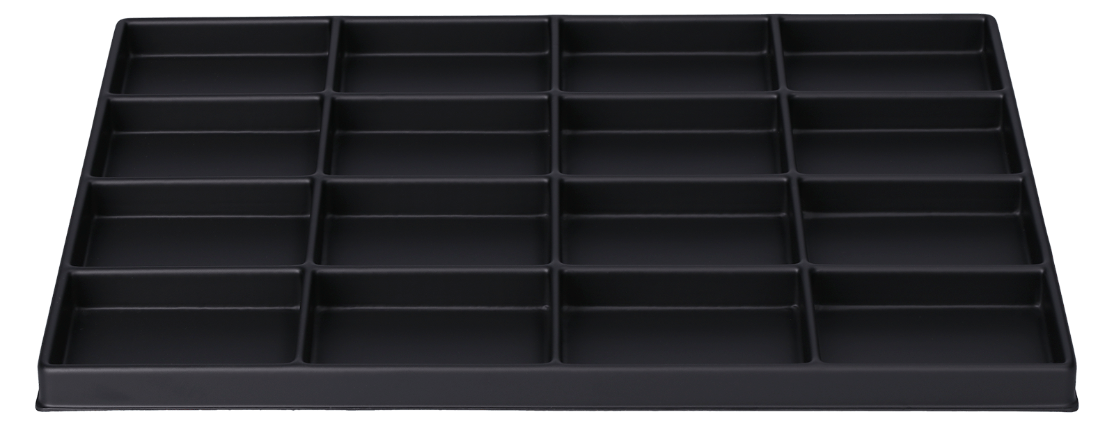 ESD-Tiefzieheinlage schwarz, 16 Nester eckig, PS_Frontalansicht