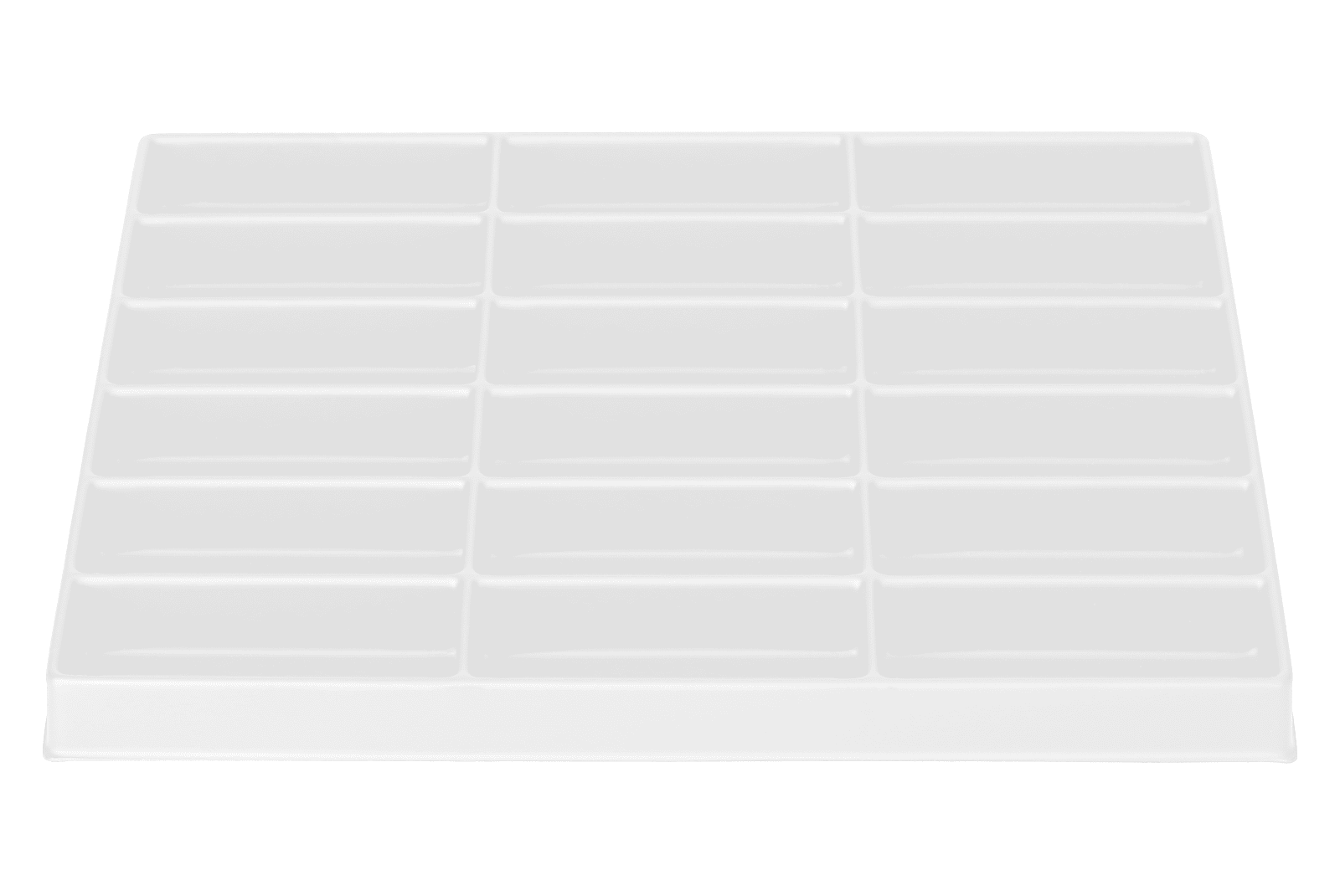 Tiefzieheinlage weiß, 18 Nester rechteckig, PS_Frontalansicht