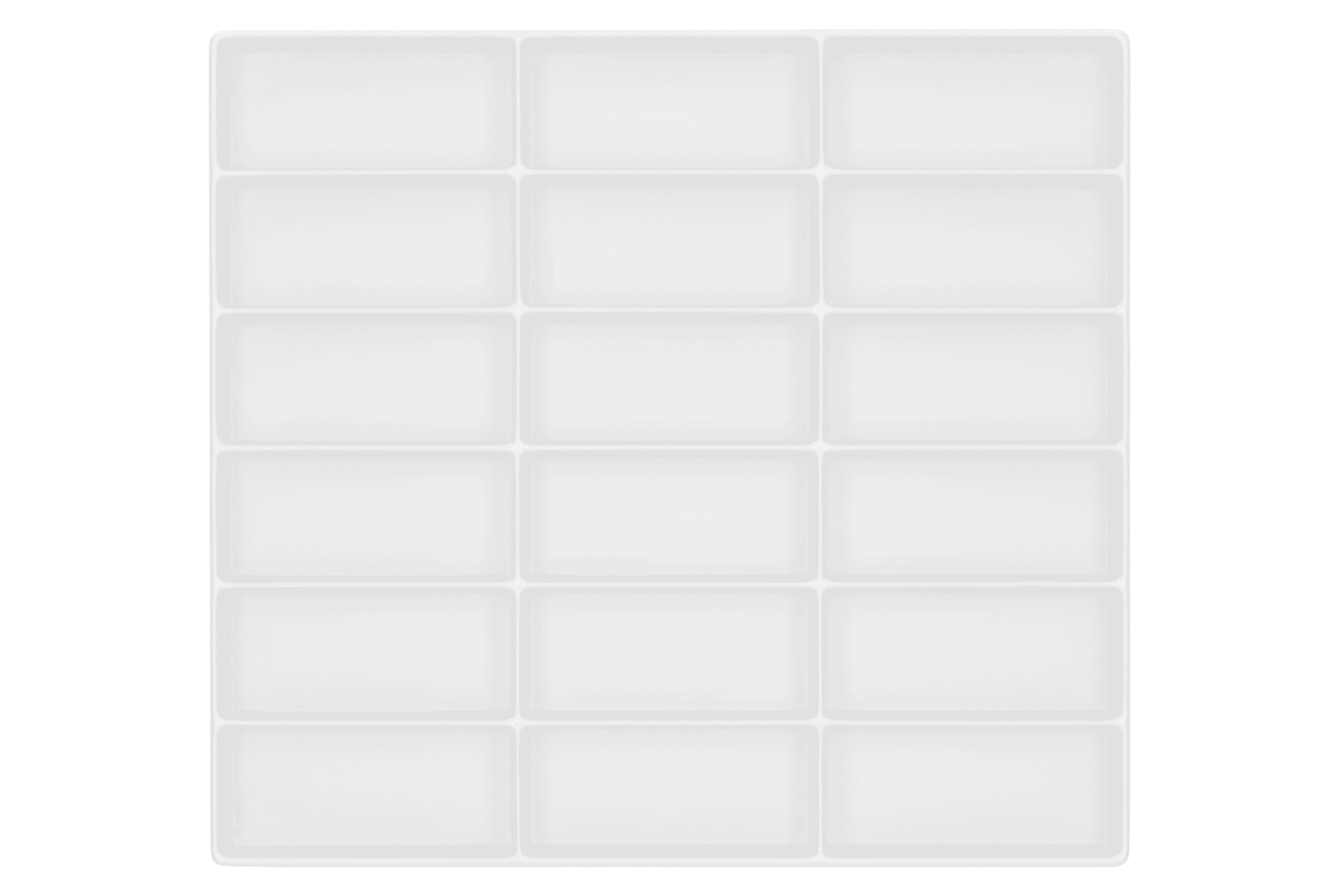Tiefzieheinlage weiß, 18 Nester rechteckig, PS_Frontalansicht