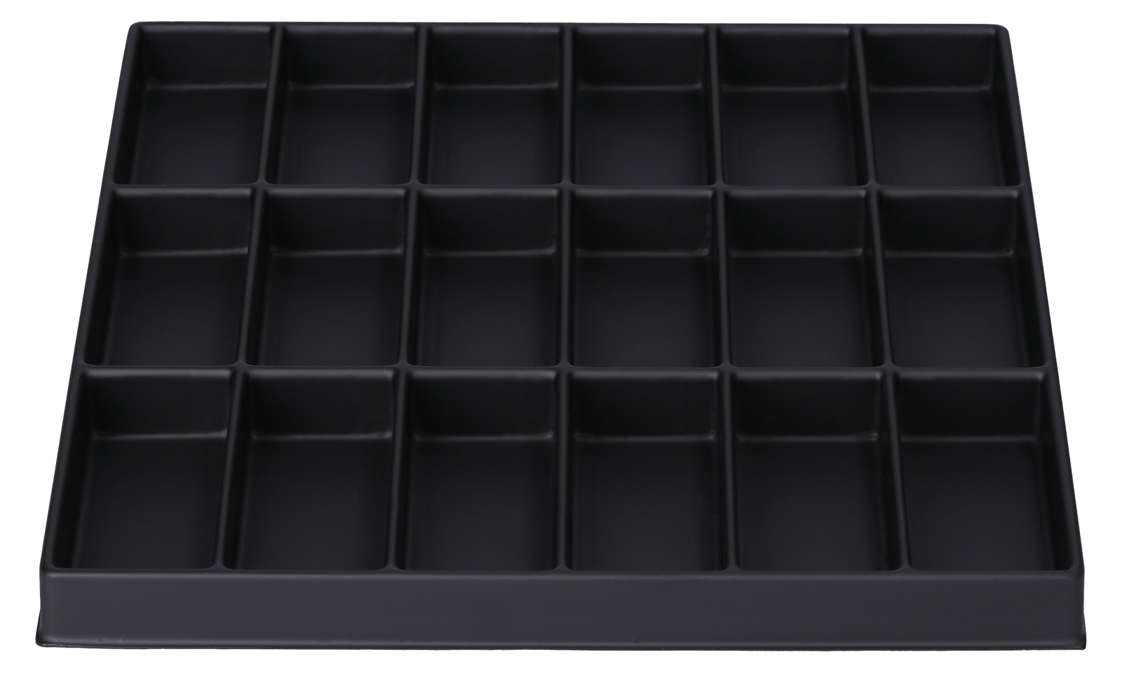ESD-Tiefzieheinlage schwarz, 18 Nester rechteckig, PS_Frontalansicht