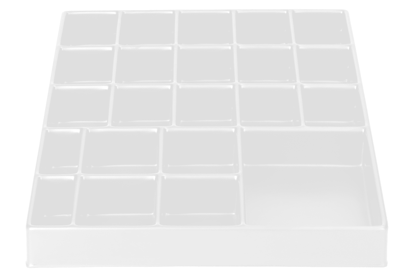 Tiefzieheinlage weiß, 22 Nester rechteckig, PS_Frontalansicht