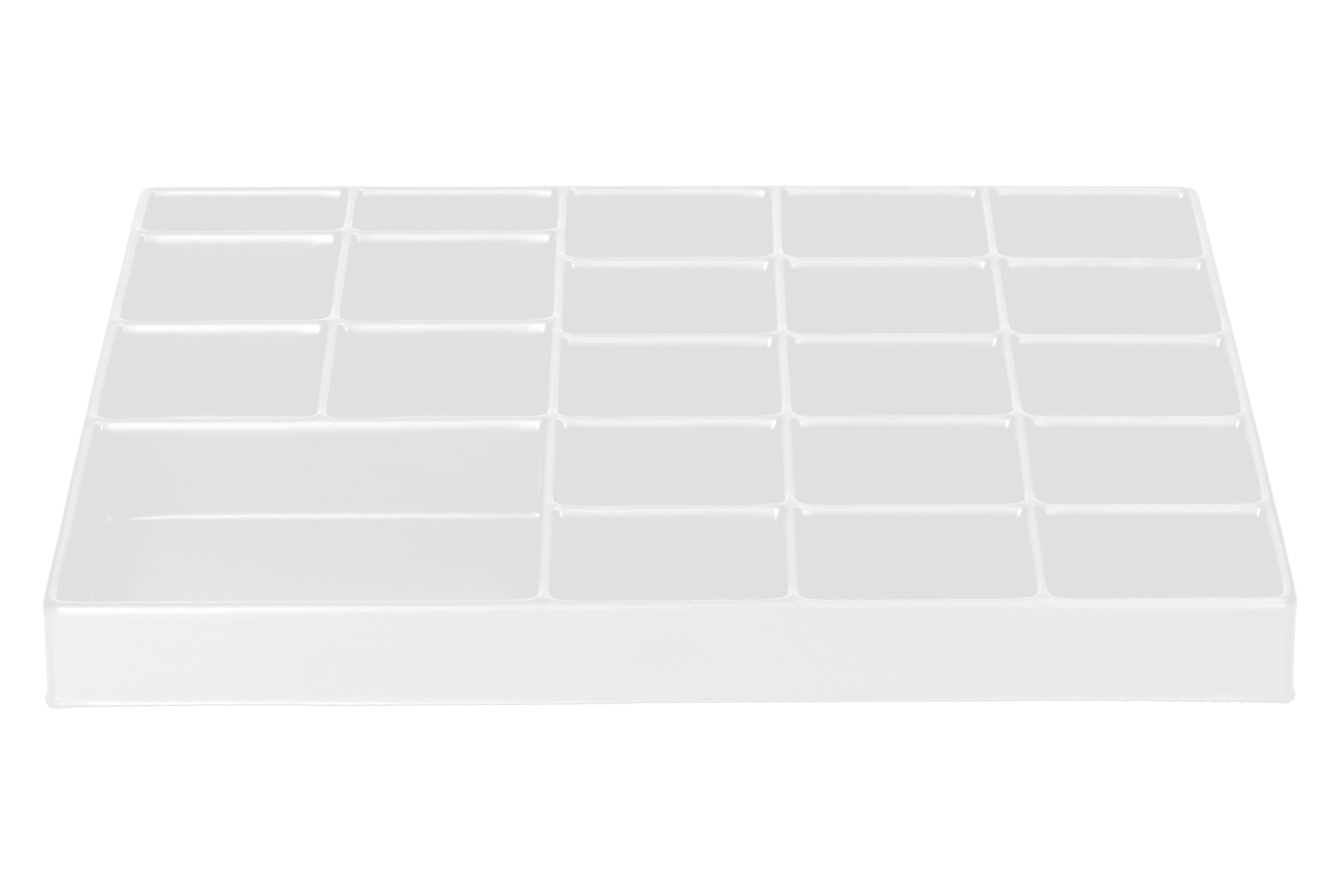 Tiefzieheinlage weiß, 22 Nester rechteckig, PS_Frontalansicht