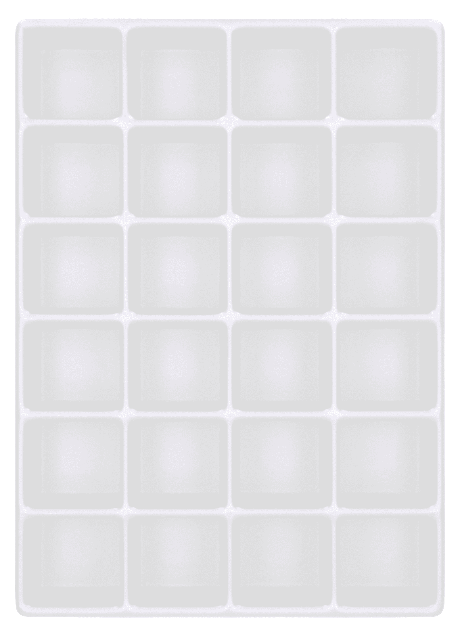 Tiefzieheinlage weiß, 24 Nester 4-eckig, PS_Frontalansicht