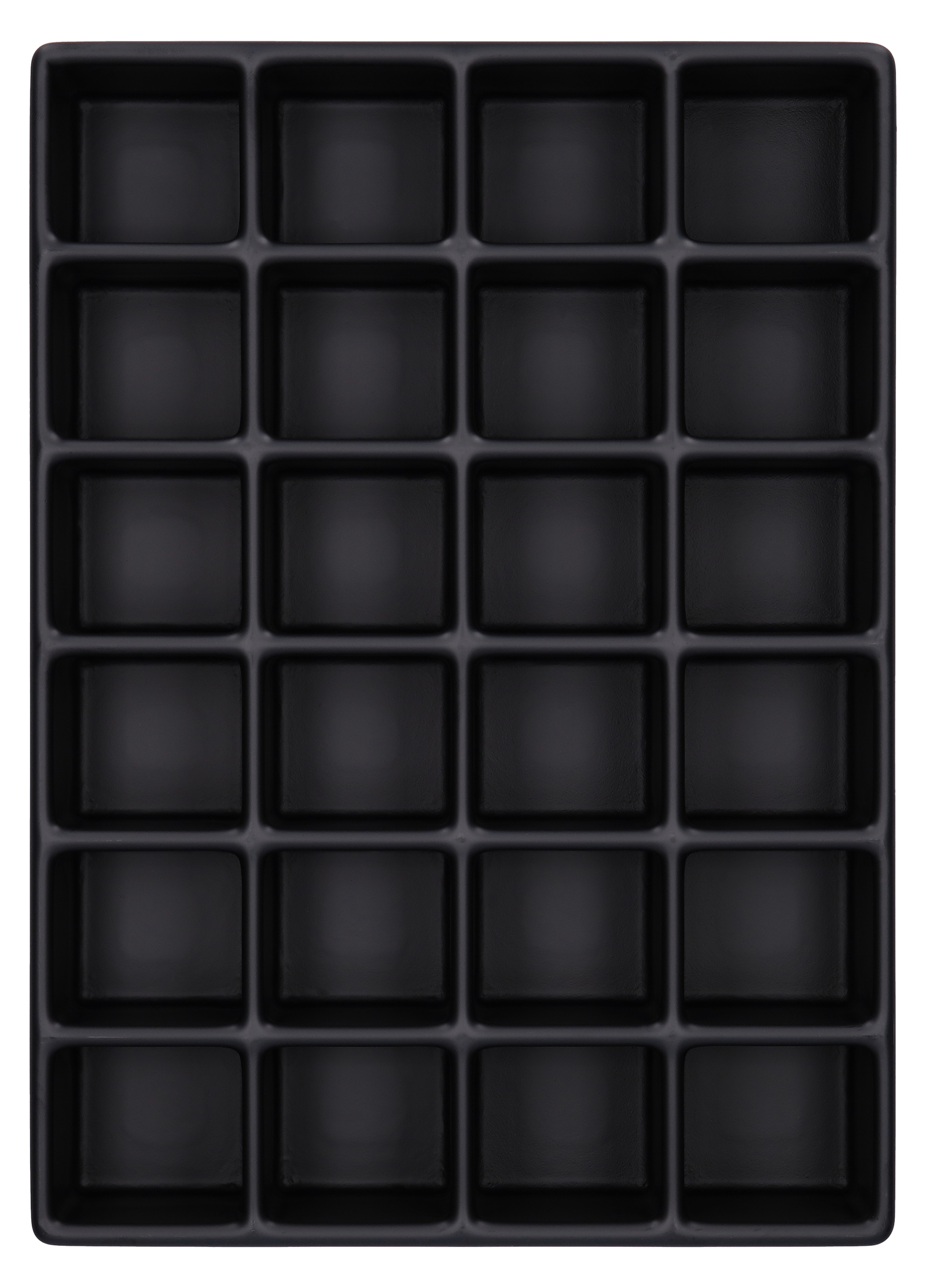 ESD-Tiefzieheinlage schwarz, 24 Nester 4-eckig, PS_Frontalansicht