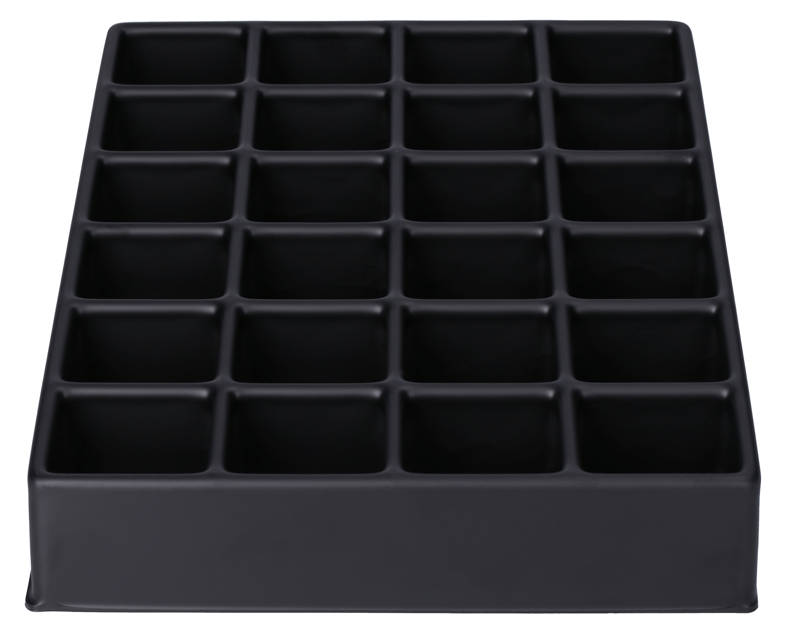 ESD-Tiefzieheinlage schwarz, 24 Nester 4-eckig, PS_Frontalansicht