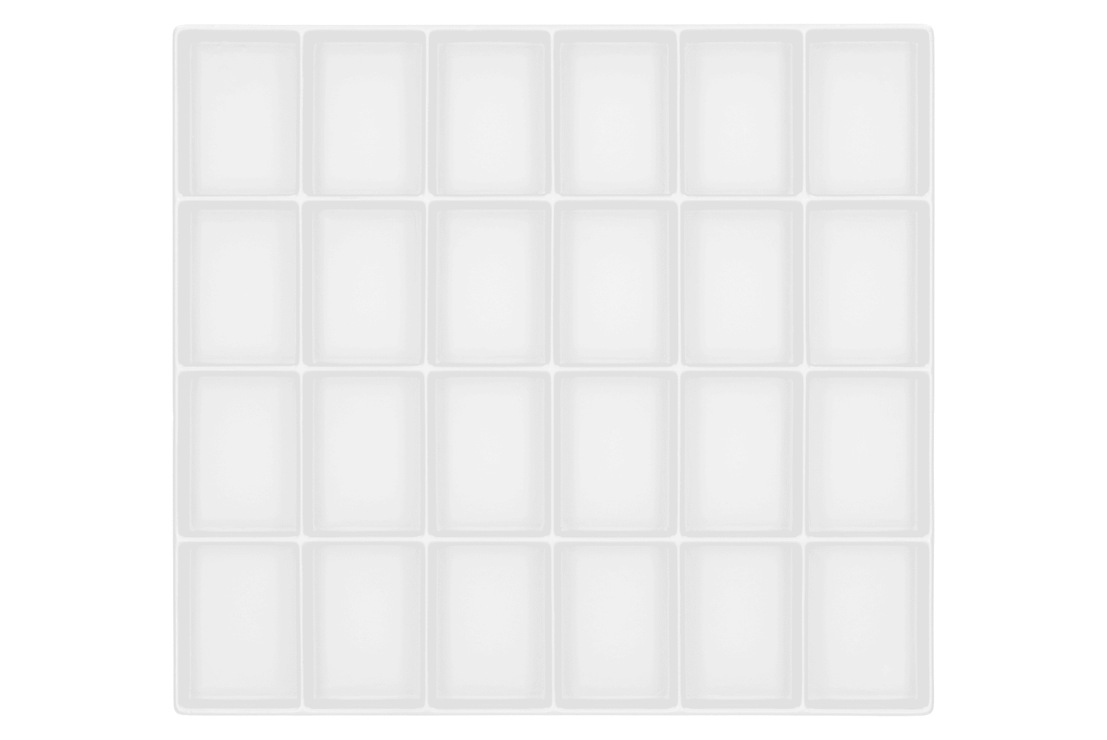 Tiefzieheinlage weiß, 24 Nester rechteckig, PS_Frontalansicht