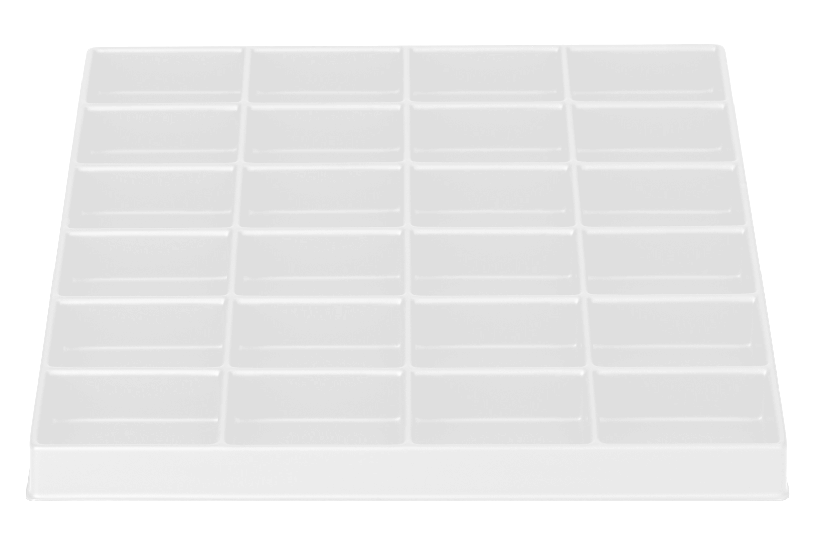 Tiefzieheinlage weiß, 24 Nester rechteckig, PS_Frontalansicht