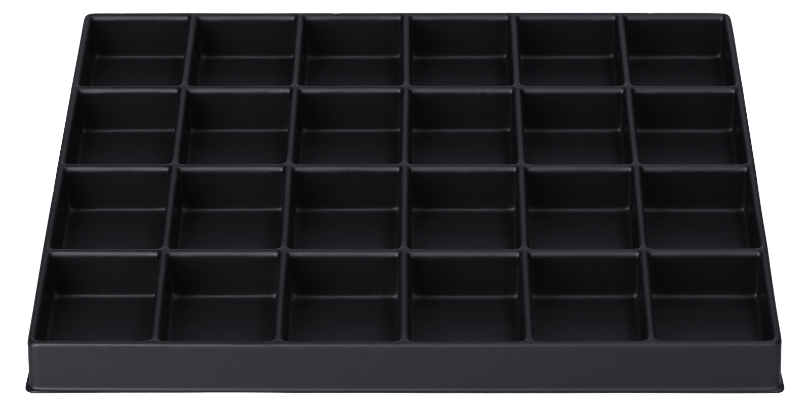 ESD-Tiefzieheinlage schwarz, 24 Nester rechteckig, PS_Frontalansicht