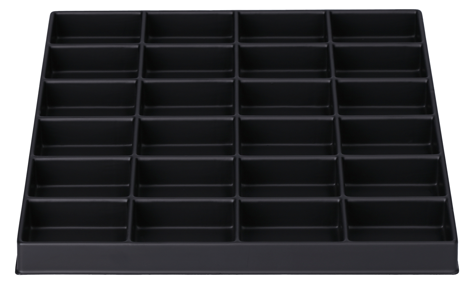 ESD-Tiefzieheinlage schwarz, 24 Nester rechteckig, PS_Frontalansicht