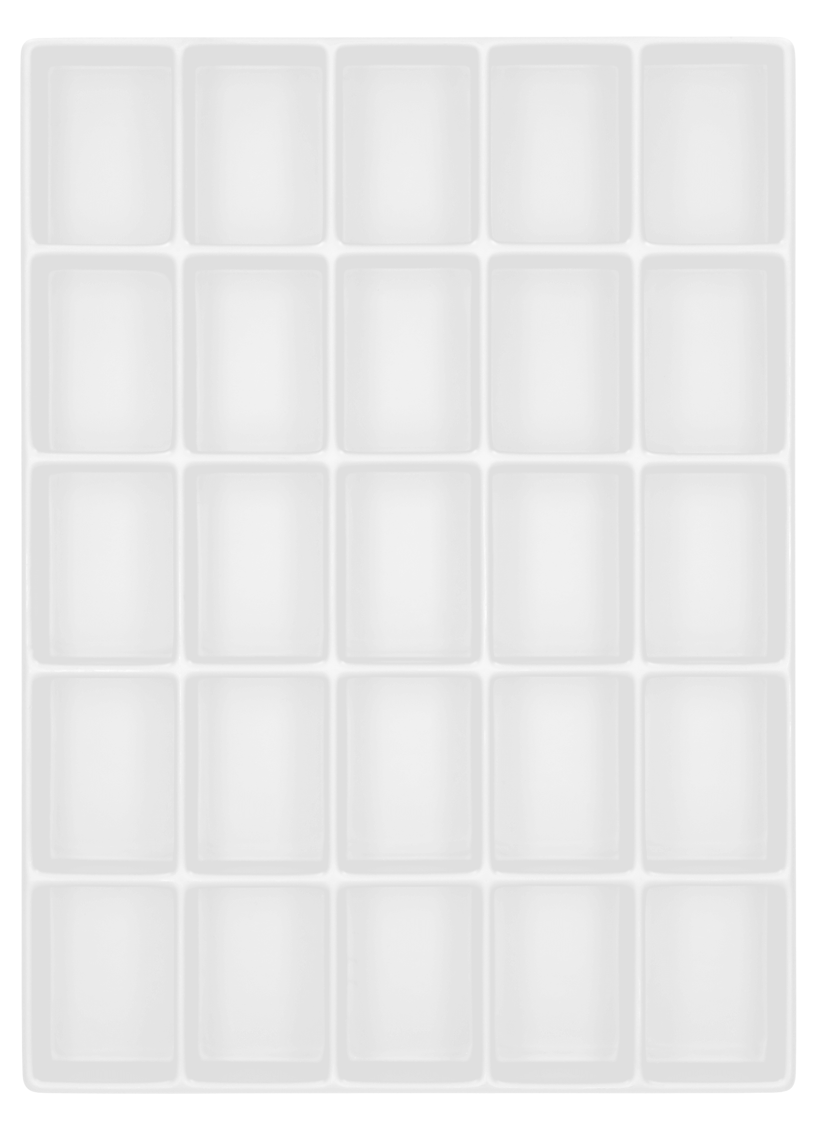 Tiefzieheinlage weiß, 25 Nester rechteckig, PS_Frontalansicht