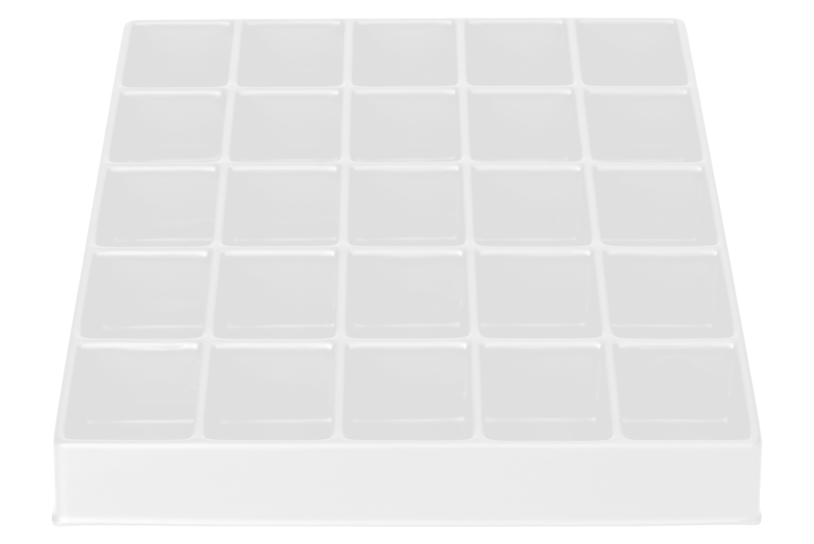 Tiefzieheinlage weiß, 25 Nester rechteckig, PS_Frontalansicht