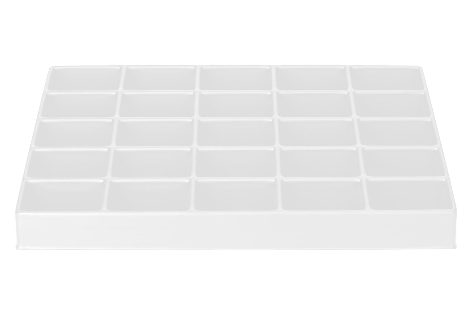 Tiefzieheinlage weiß, 25 Nester rechteckig, PS_Frontalansicht