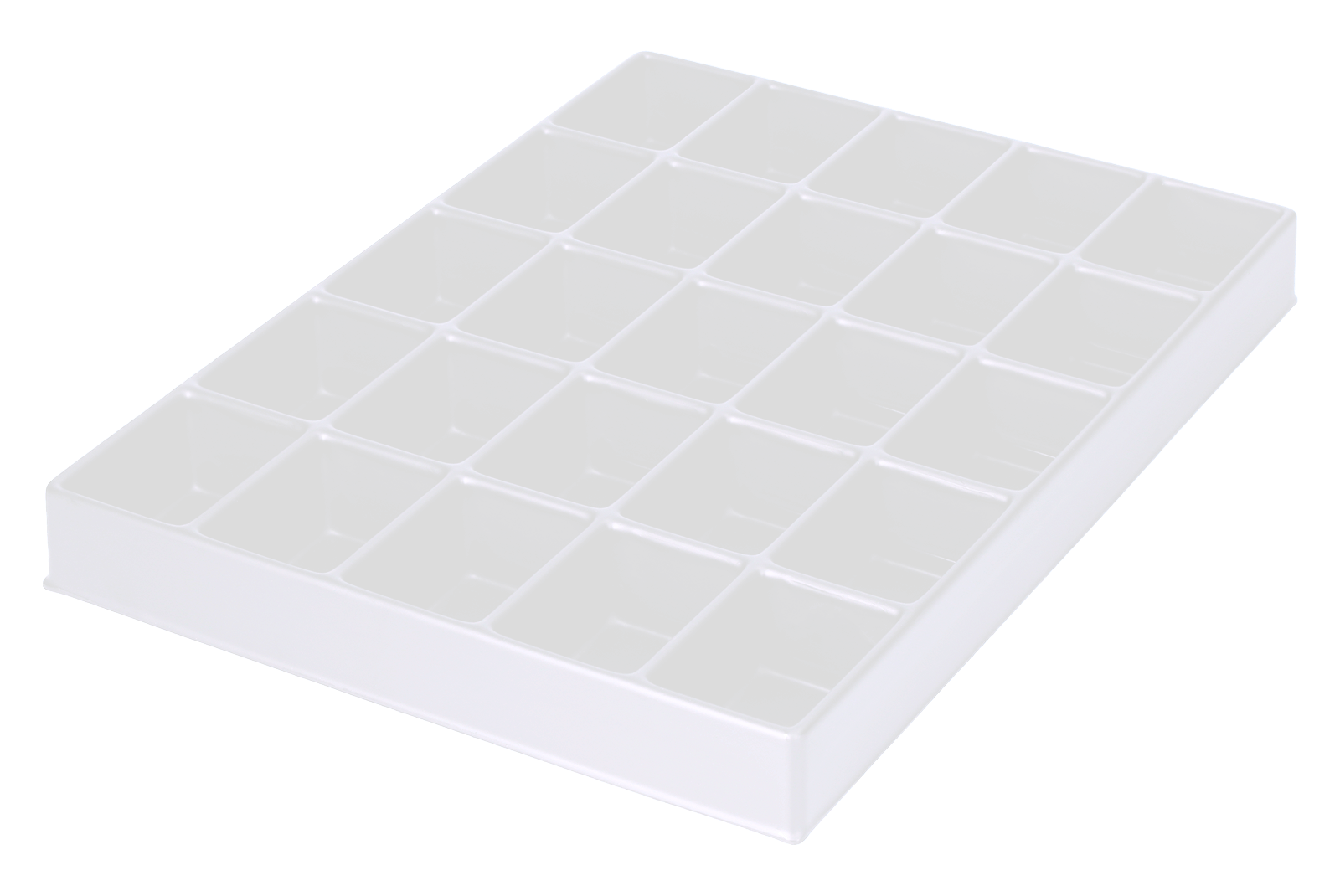 Tiefzieheinlage weiß, 25 Nester rechteckig, PS_Frontalansicht