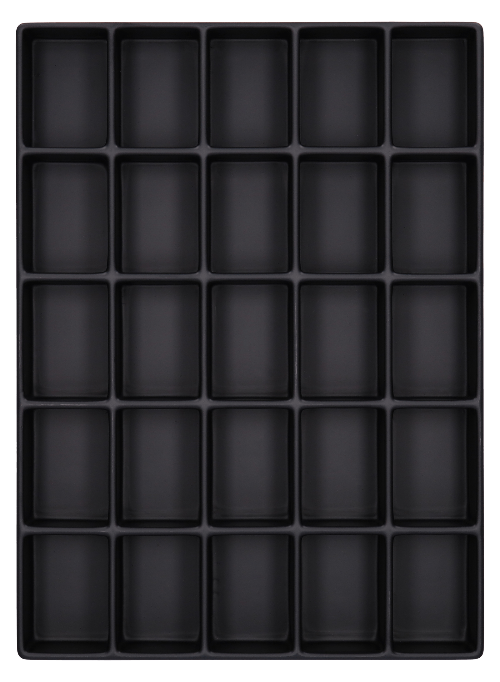 ESD-Tiefzieheinlage schwarz, 25 Nester rechteckig, PS_Frontalansicht