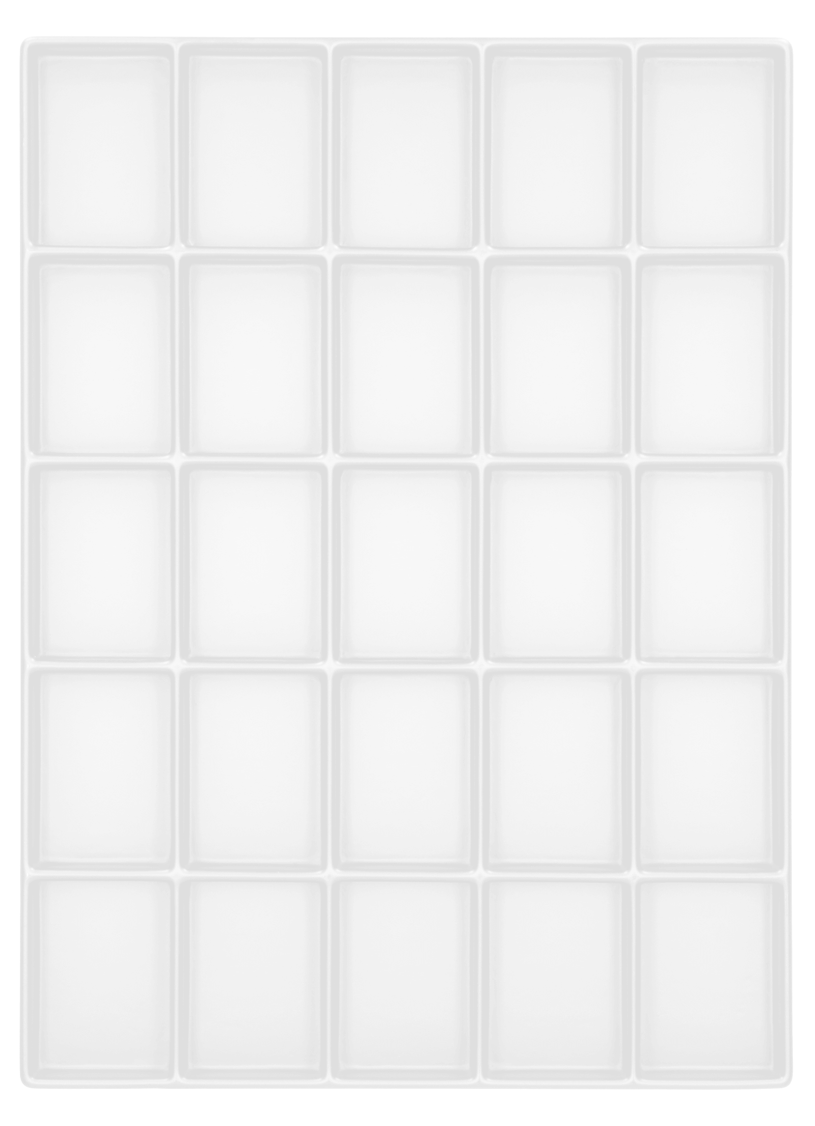 Tiefzieheinlage weiß, 25 Nester rechteckig, PS_Frontalansicht