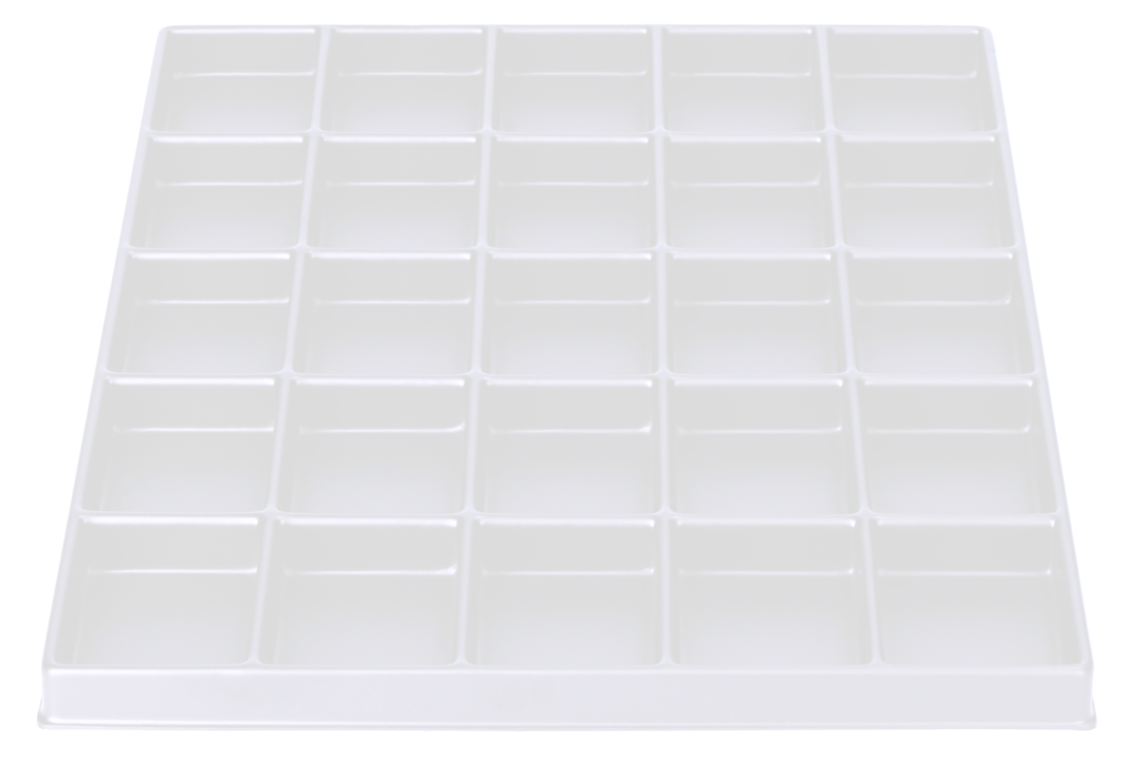 Tiefzieheinlage weiß, 25 Nester rechteckig, PS_Frontalansicht