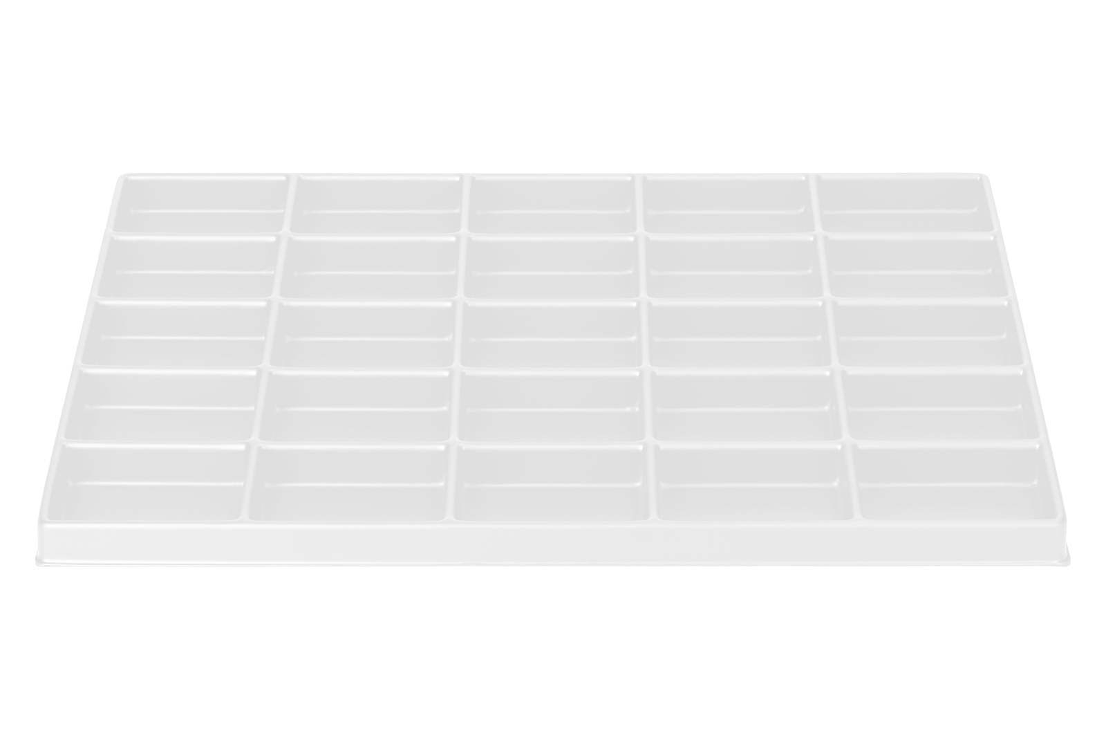 Tiefzieheinlage weiß, 25 Nester rechteckig, PS_Frontalansicht