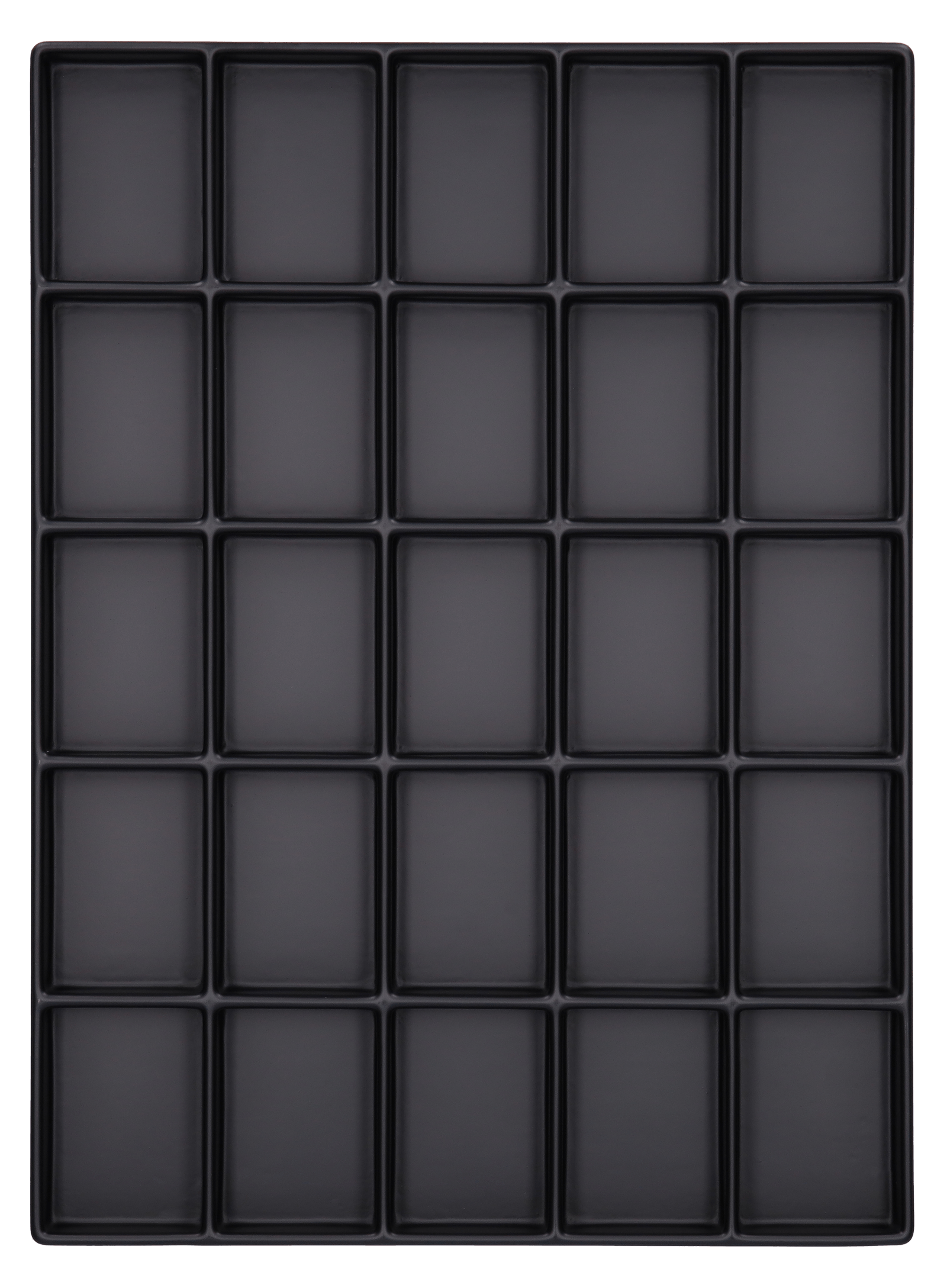 ESD-Tiefzieheinlage schwarz, 25 Nester rechteckig, PS_Frontalansicht