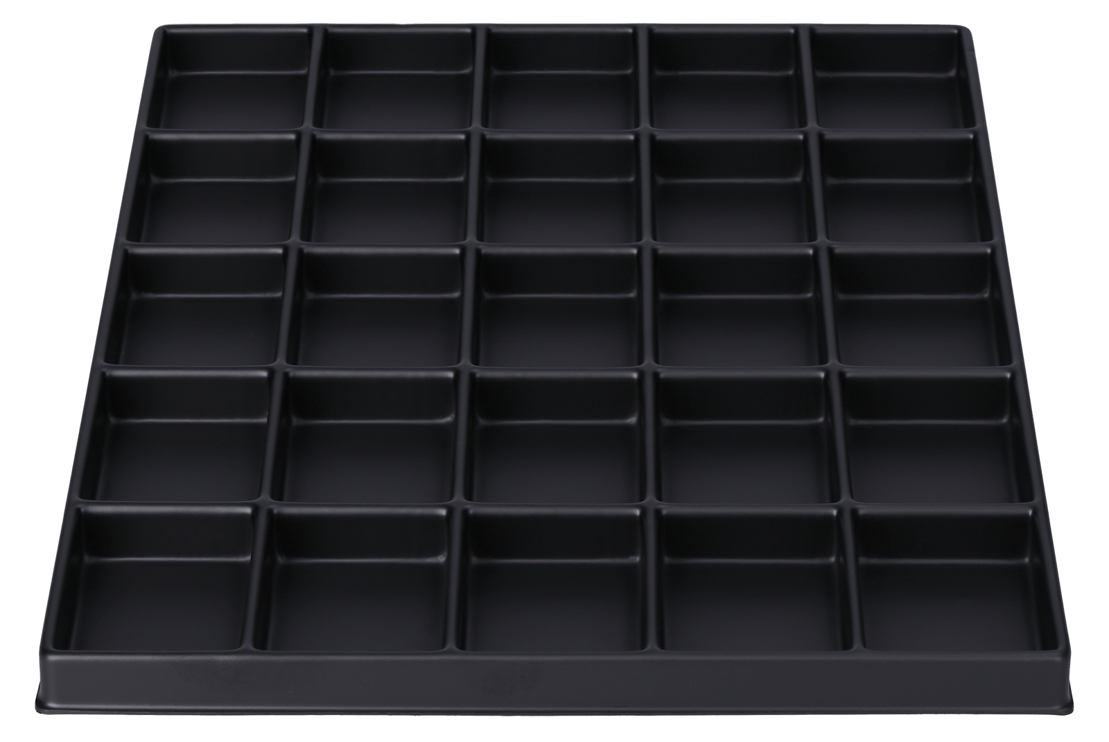 ESD-Tiefzieheinlage schwarz, 25 Nester rechteckig, PS_Frontalansicht