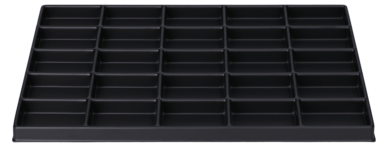 ESD-Tiefzieheinlage schwarz, 25 Nester rechteckig, PS_Frontalansicht