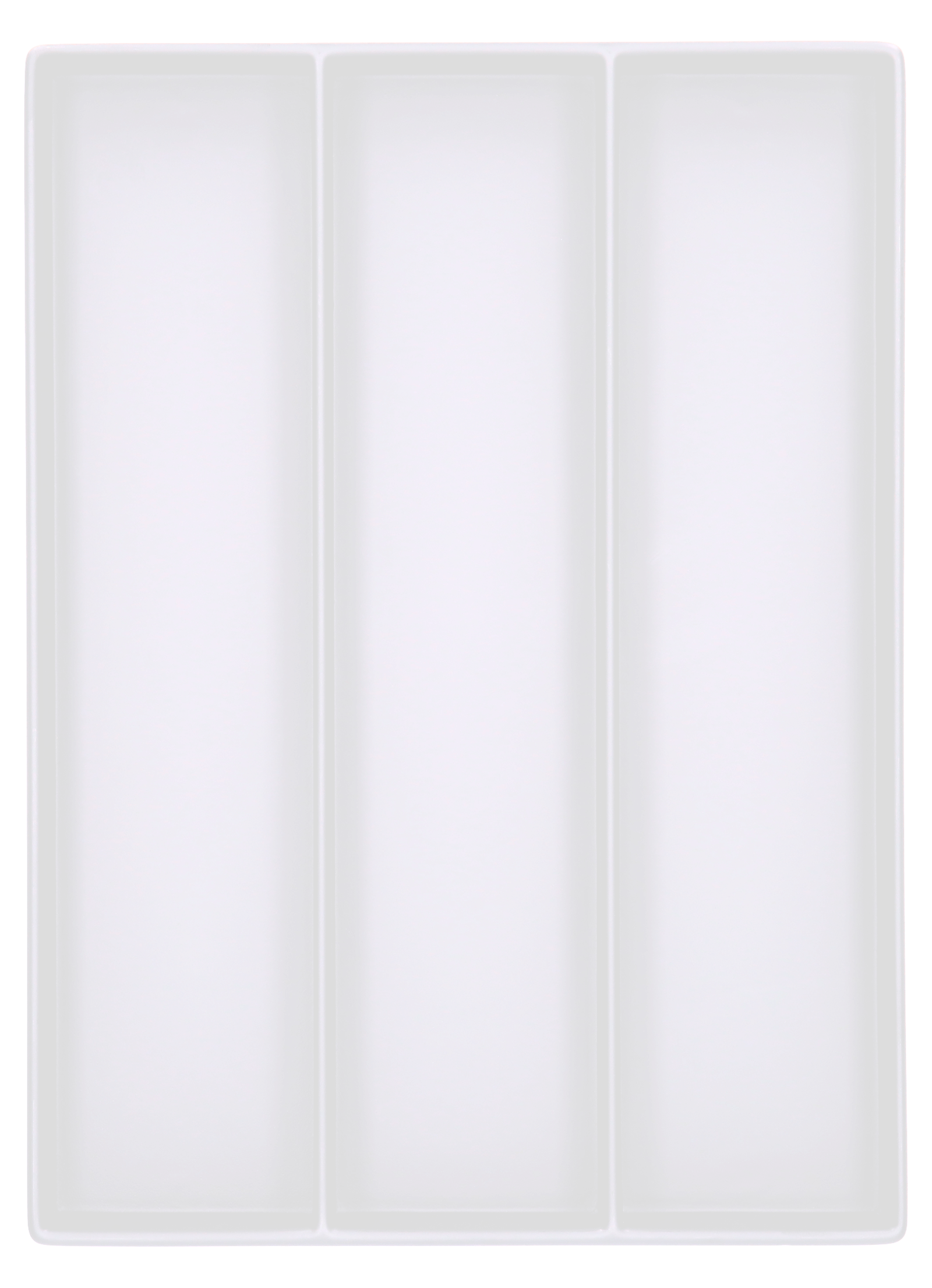 Tiefzieheinlage weiß, 3 Nester senkrecht, PS_Frontalansicht