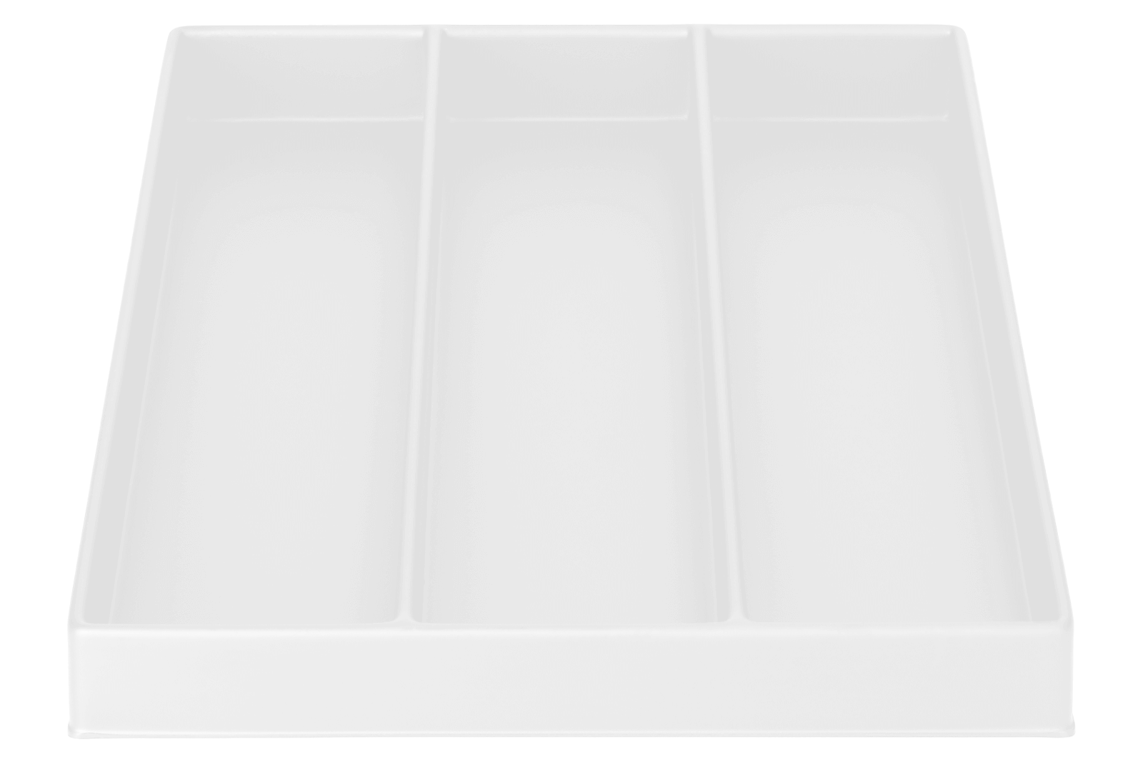 Tiefzieheinlage weiß, 3 Nester senkrecht, PS_Frontalansicht