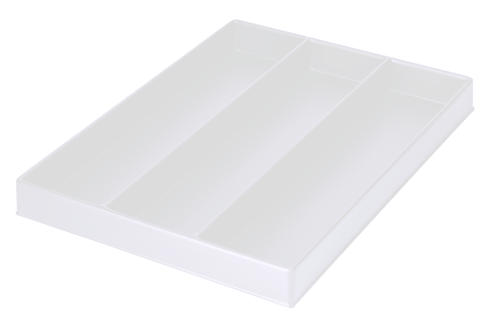 Tiefzieheinlage weiß, 3 Nester senkrecht, PS_Frontalansicht