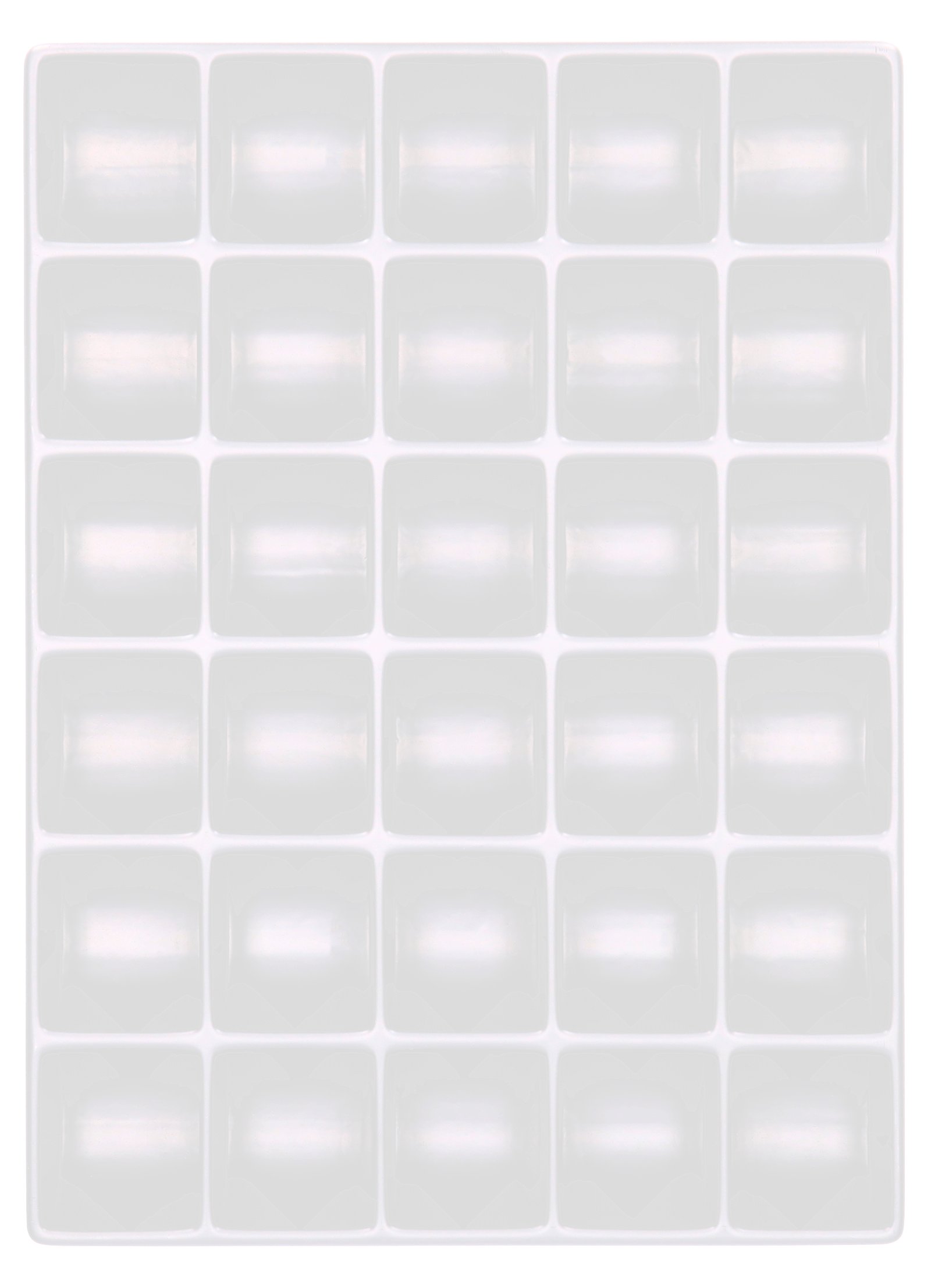 Tiefzieheinlage weiß, 30 Nester rechteckig, PS_Frontalansicht