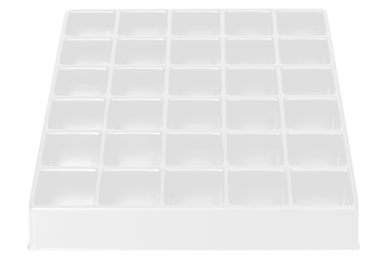 Tiefzieheinlage weiß, 30 Nester rechteckig, PS_Frontalansicht