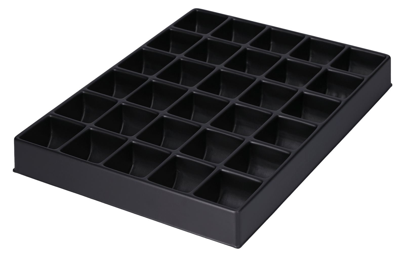 ESD-Tiefzieheinlage schwarz, 30 Nester rechteckig, PS_Frontalansicht