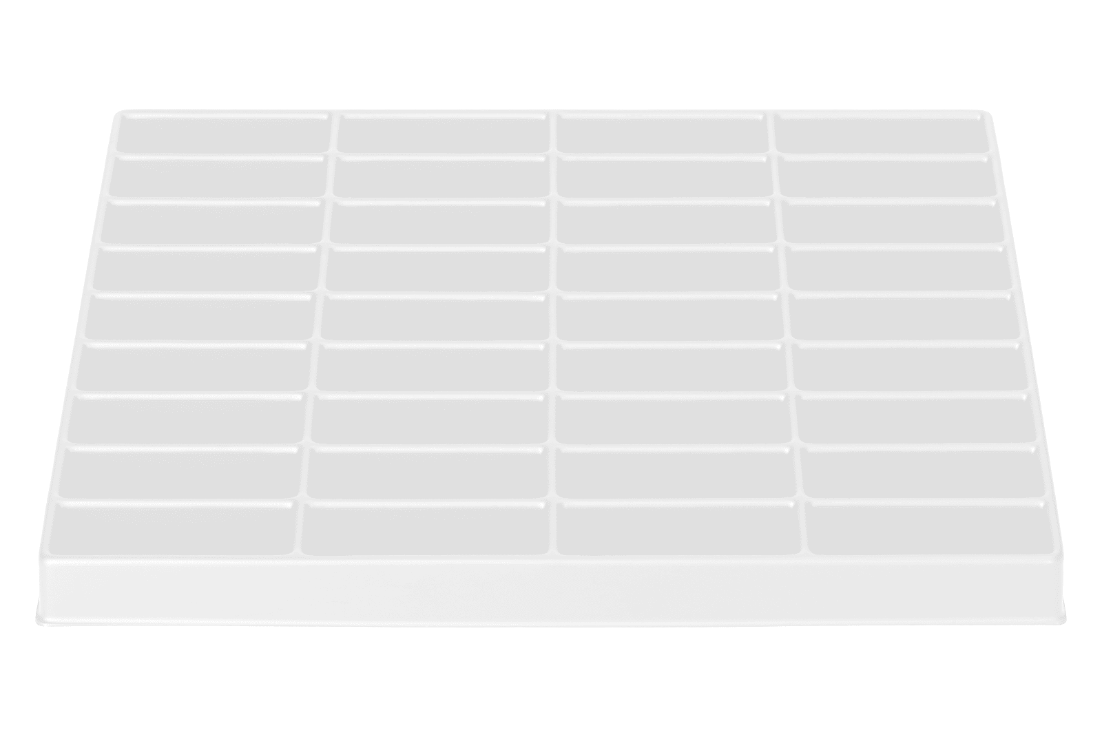 Tiefzieheinlage weiß, 36 Nester rechteckig, PS_Frontalansicht