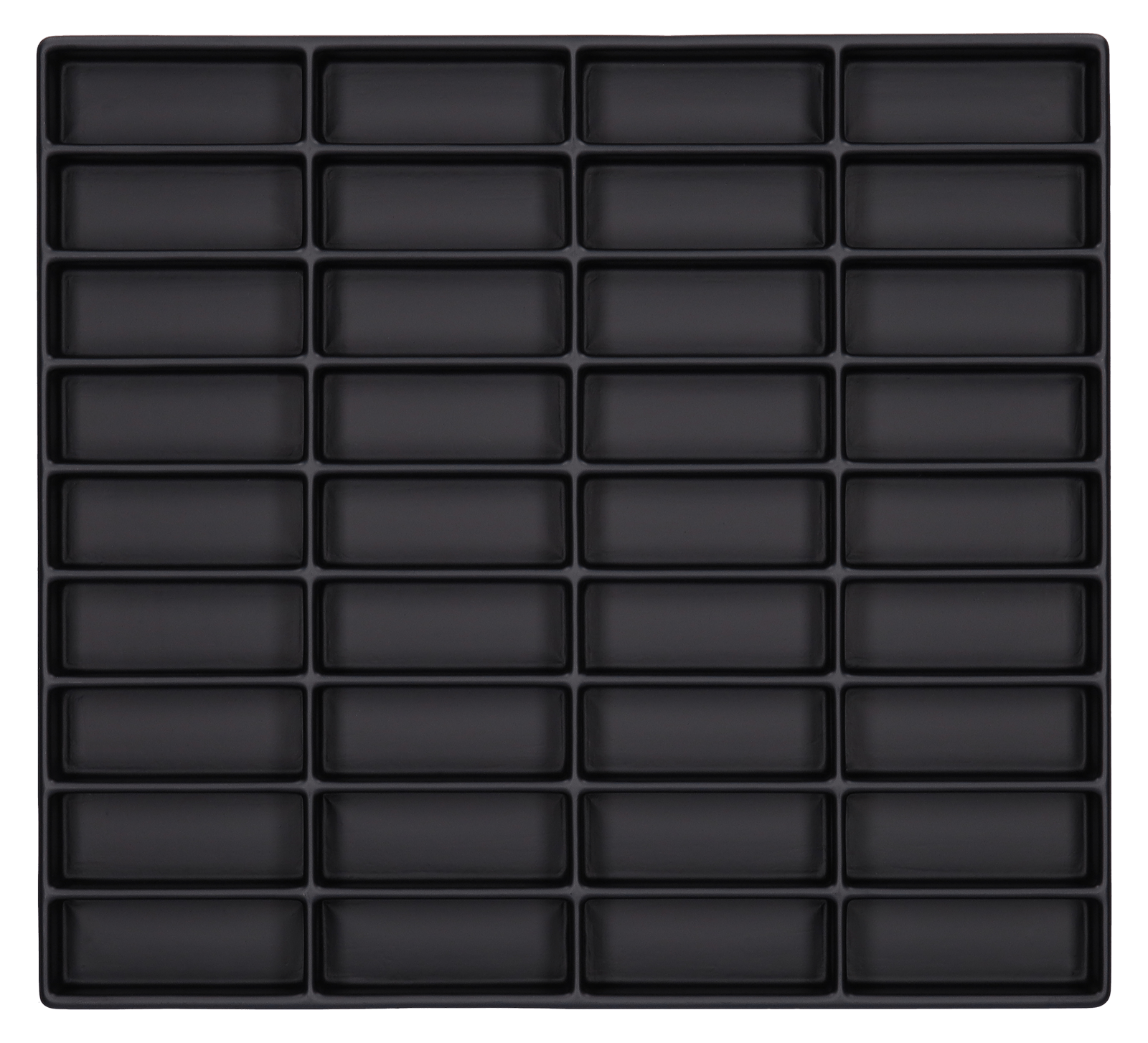 ESD-Tiefzieheinlage schwarz, 36 Nester rechteckig, PS_Frontalansicht